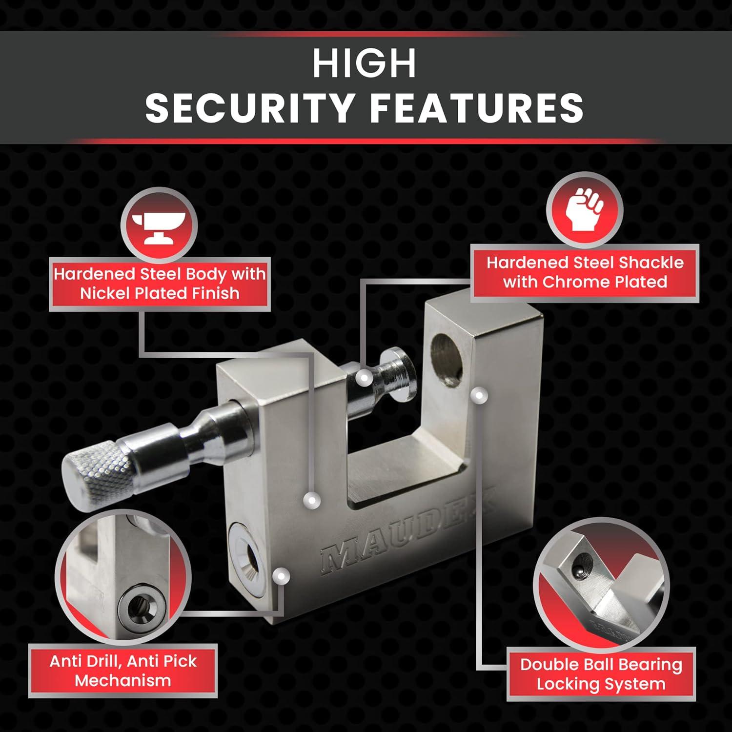 Maudex® MDP/70 Heavy Duty Padlock with Anti-Drill, Anti-Pick Cylinder – 10 Keys, 70mm