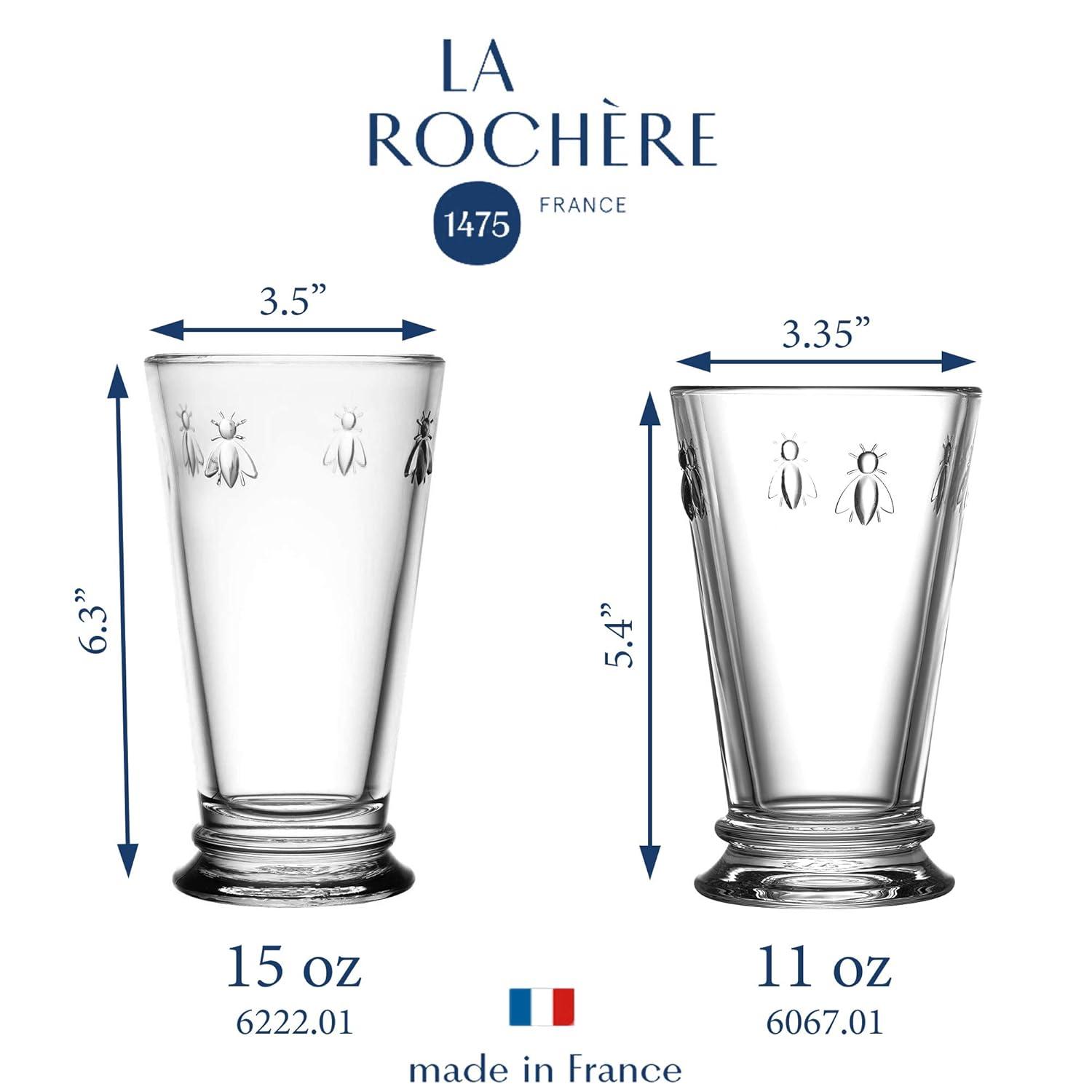 La Rochere Napoleon Bee Double Old Fashioned Tumbler Set of 6 – La Rochere Bee Glassware Sets – Fancy Glassware Drinking Glasses (15 oz)
