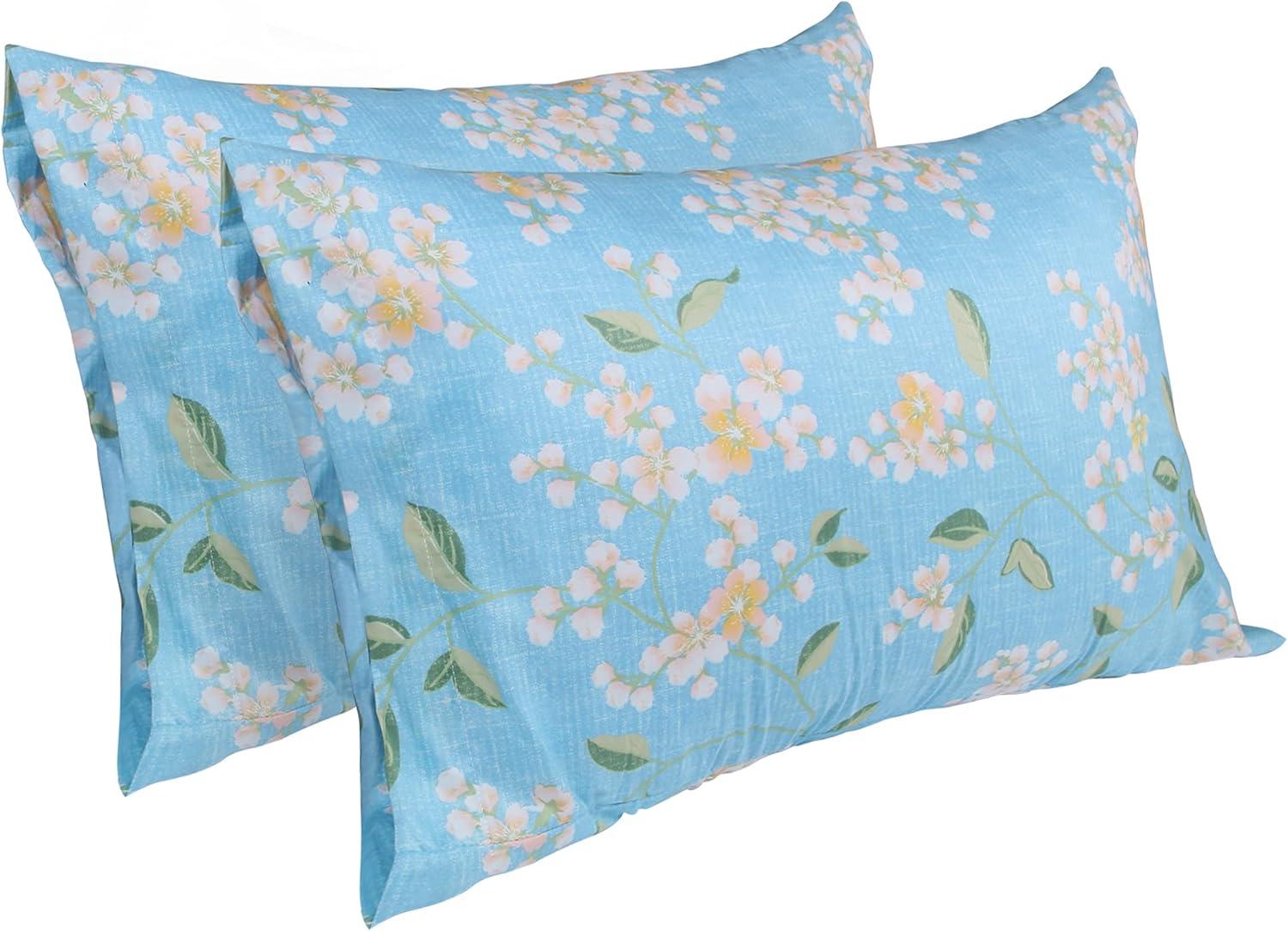 Blue Sakura Floral Queen Microfiber Deep Pocket Sheet Set