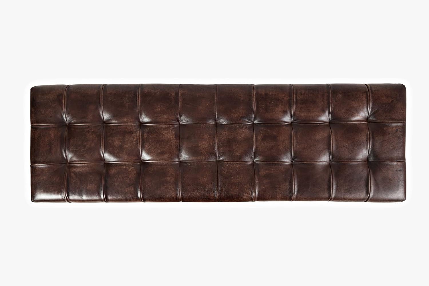 Global Archive 55" Genuine Distressed Leather Ottoman Bench