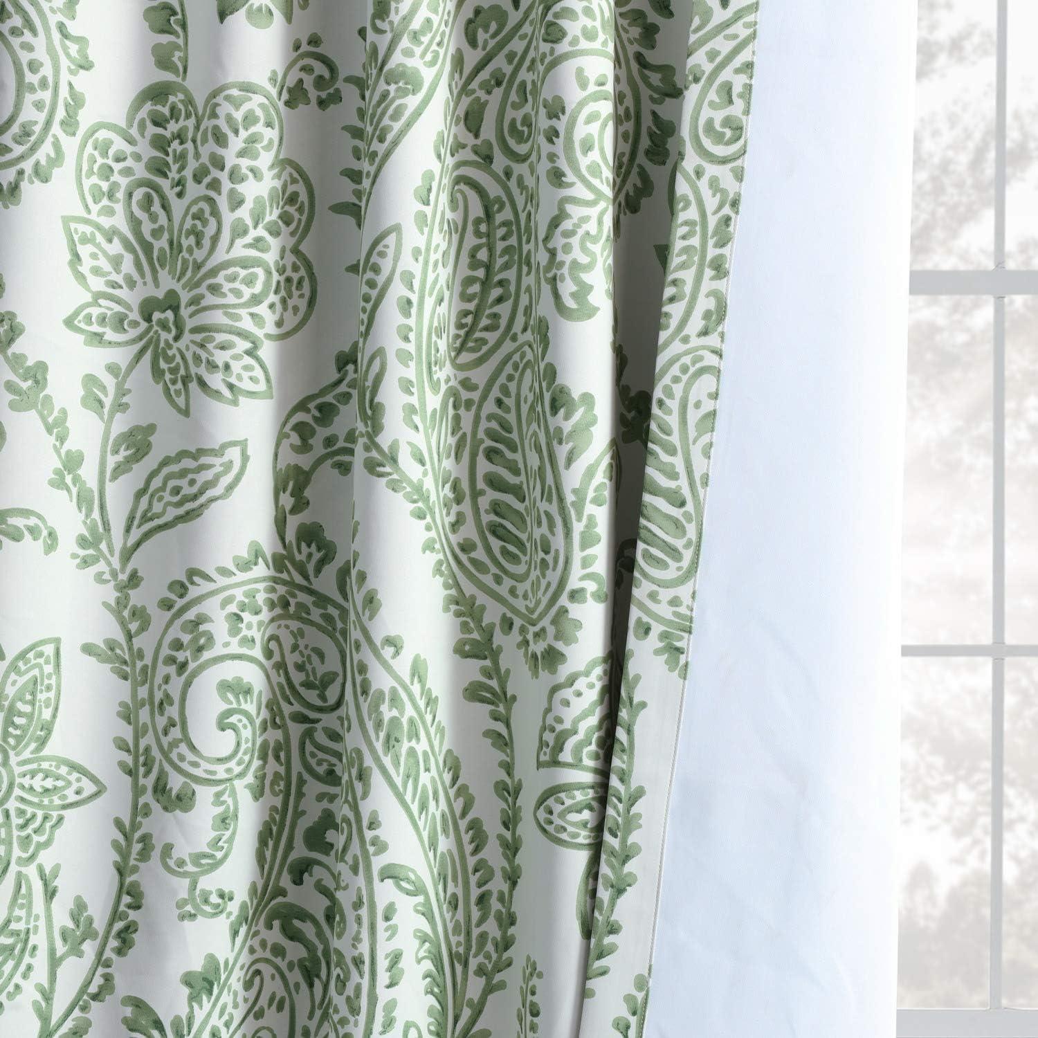 Exclusive Fabrics  Tea Time Room Darkening Curtain (2 Panels) Tea Time Green 50 x 120 120 Inches