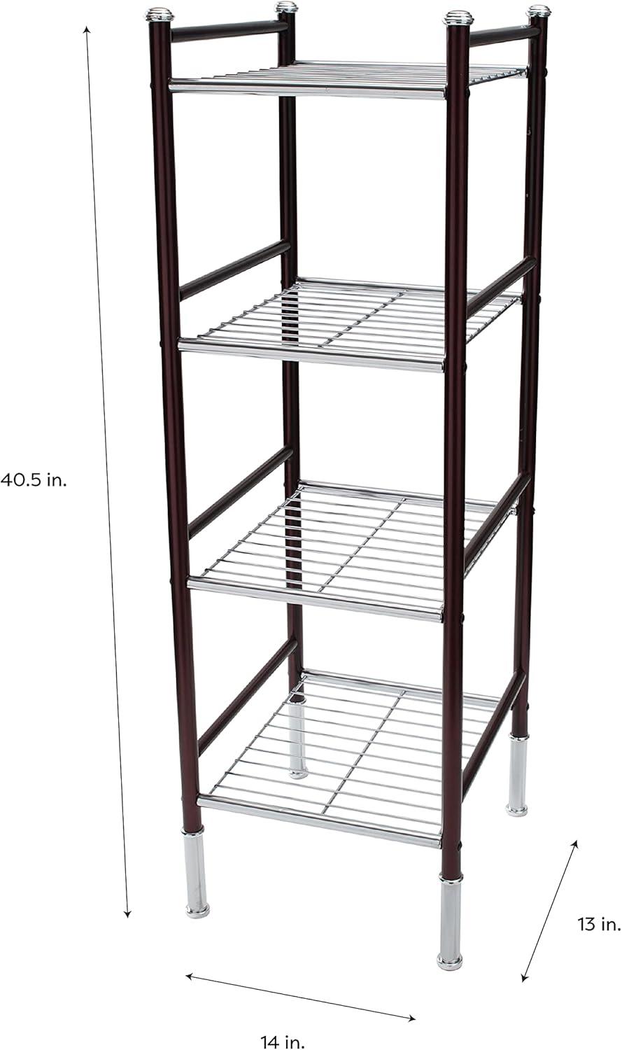 4 Tier Duplex Line Storage Tower Black - Organize It All: Metal Frame, Universal Shelving Unit, Easy to Assemble