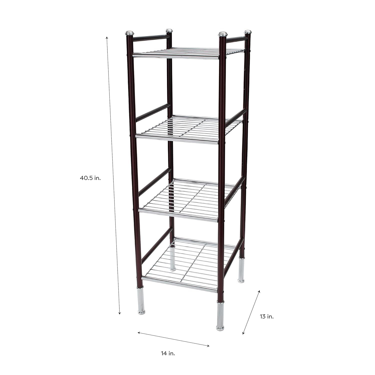 4 Tier Duplex Line Storage Tower Black - Organize It All: Metal Frame, Universal Shelving Unit, Easy to Assemble