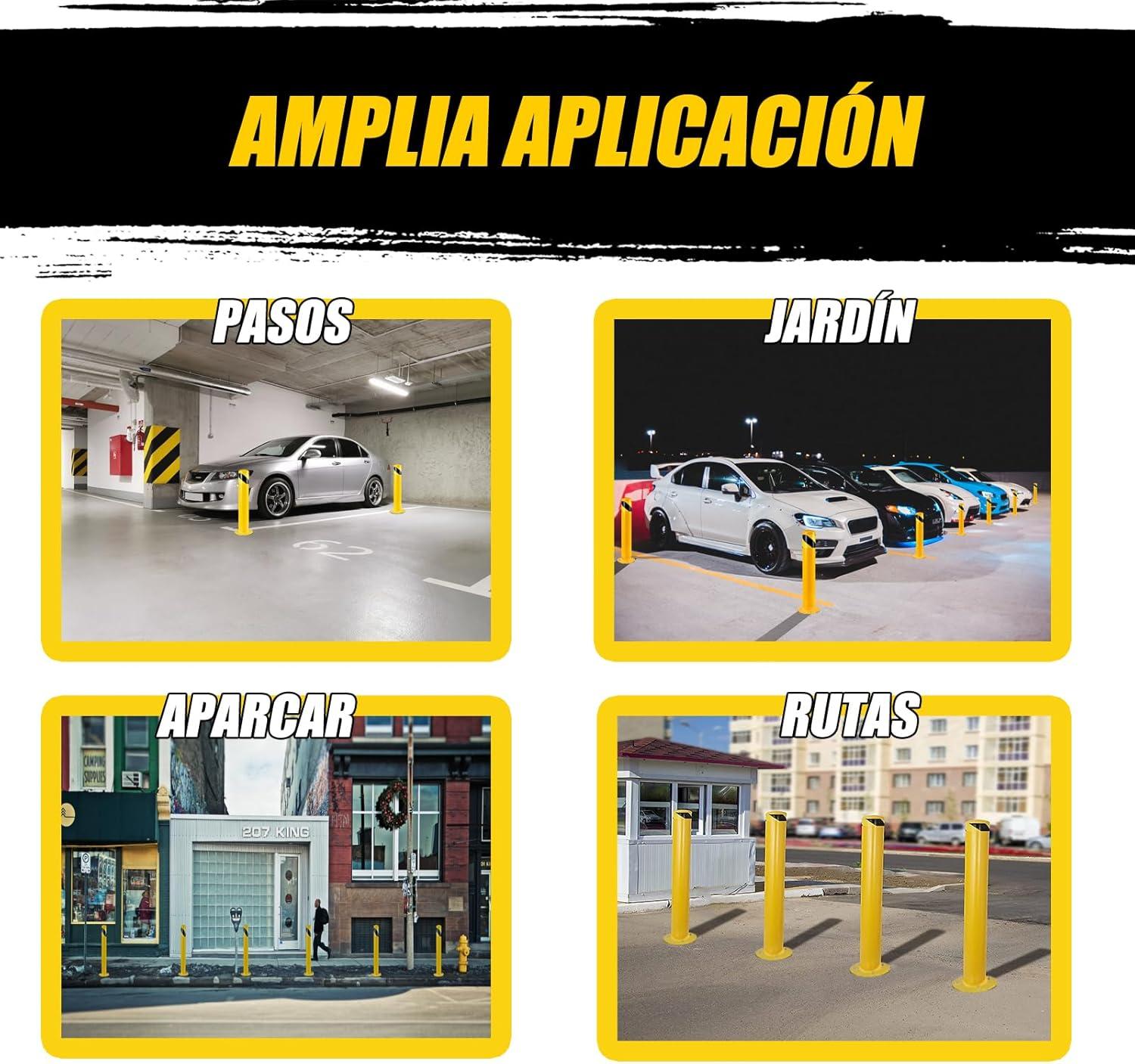 Safety Bollard Post, Steel Bollards,Parking Bollard, Yellow Powder Coated Safety Parking Barrier Post, for Traffic Sensitive Areas (6, 42"H*3.5"D)