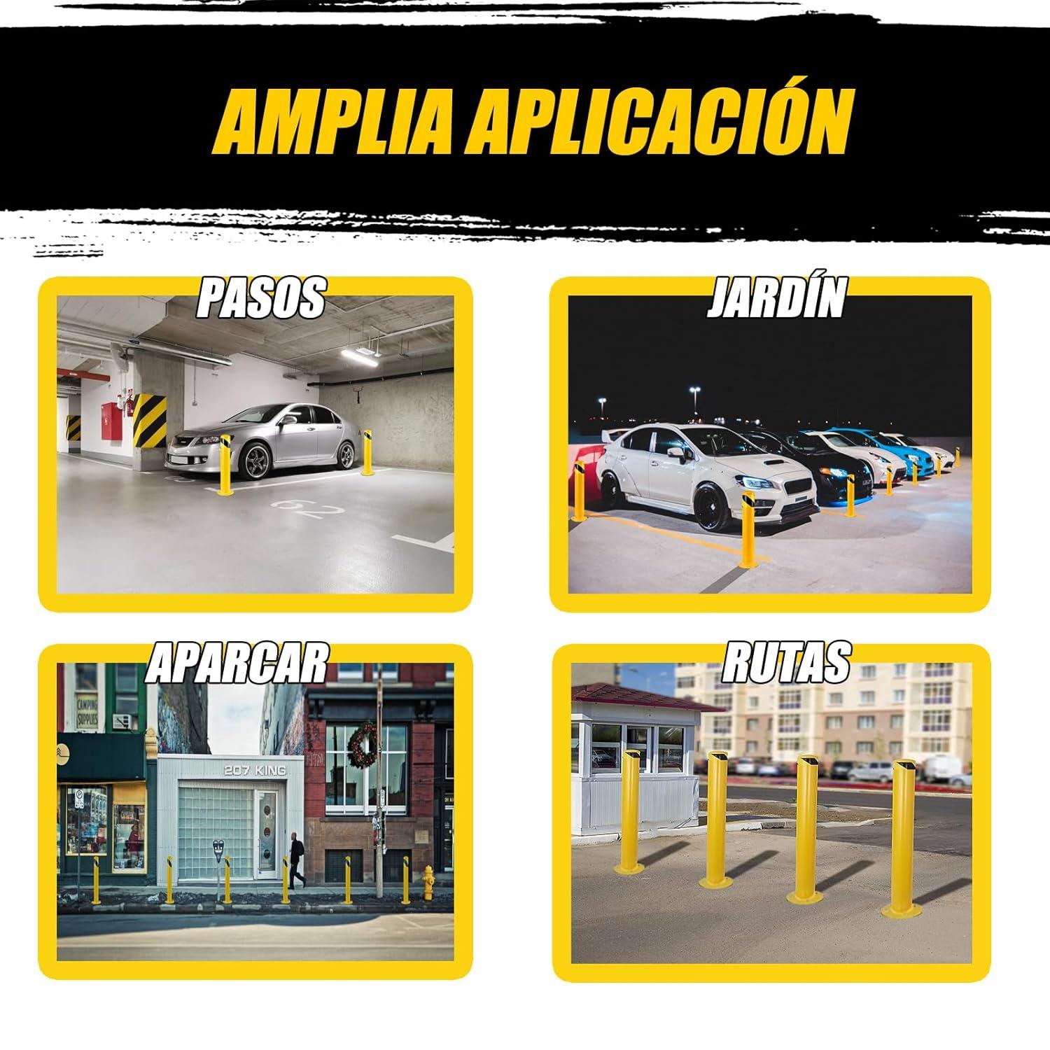 Safety Bollard Post, Steel Bollards,Parking Bollard, Yellow Powder Coated Safety Parking Barrier Post, for Traffic Sensitive Areas (2, 36"H*4.5"D)