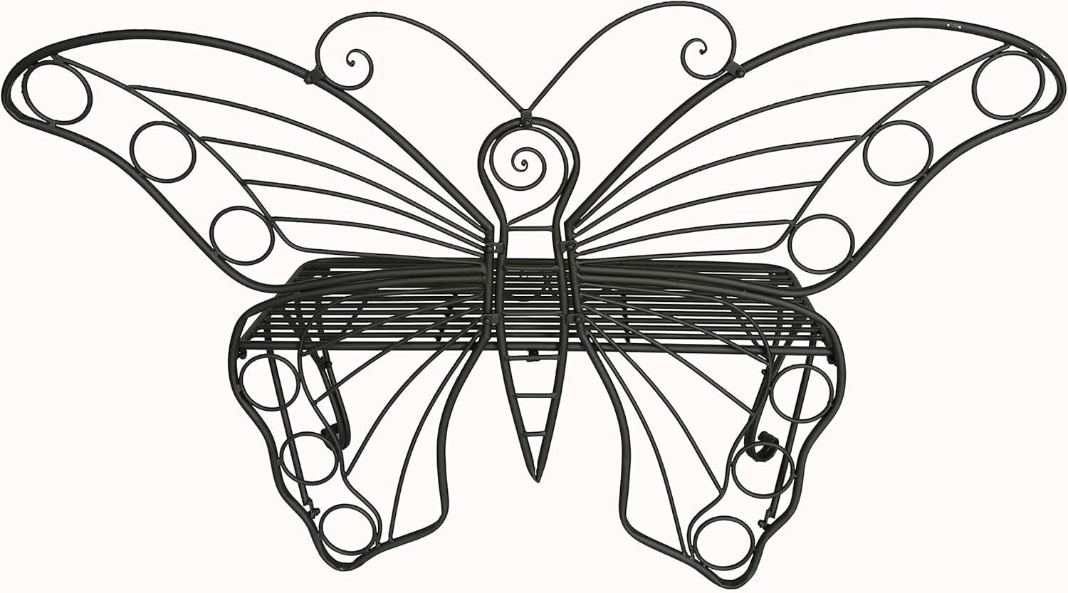 Antique Black Metal Butterfly Bench