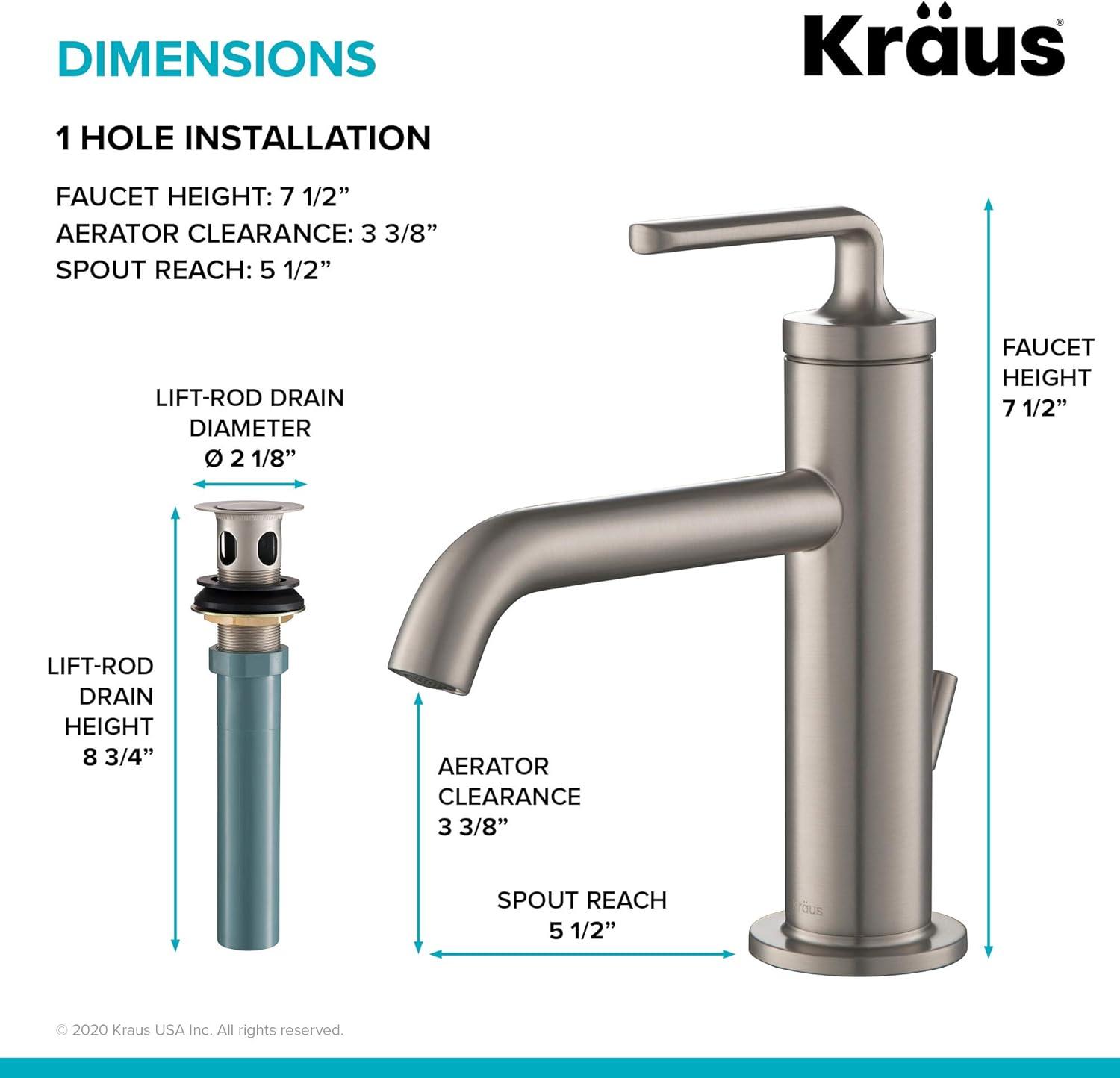 Ramus 7.38'' High Modern Spot Free Stainless Steel Bathroom Faucet