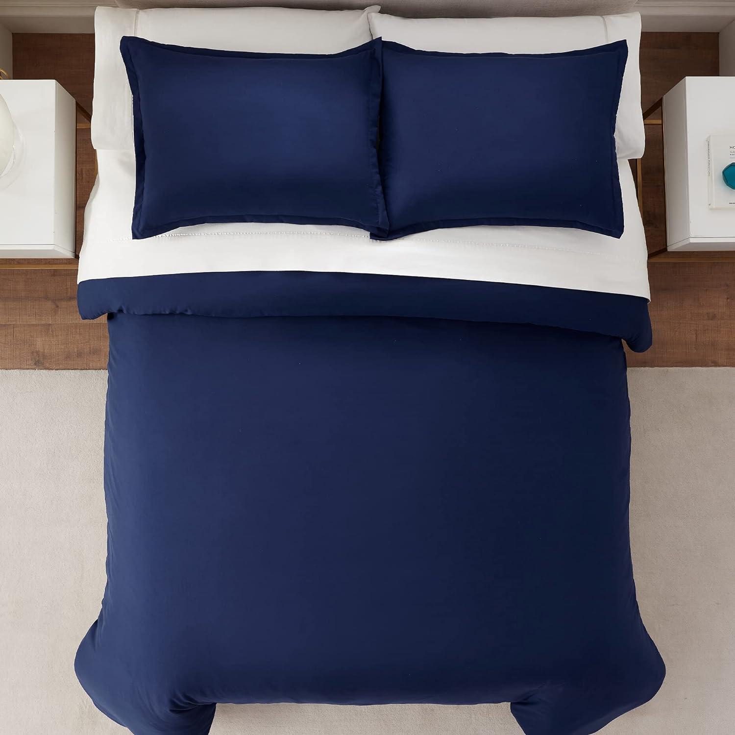 Serta Simply Clean Antimicrobial 3 Piece Duvet Cover Set