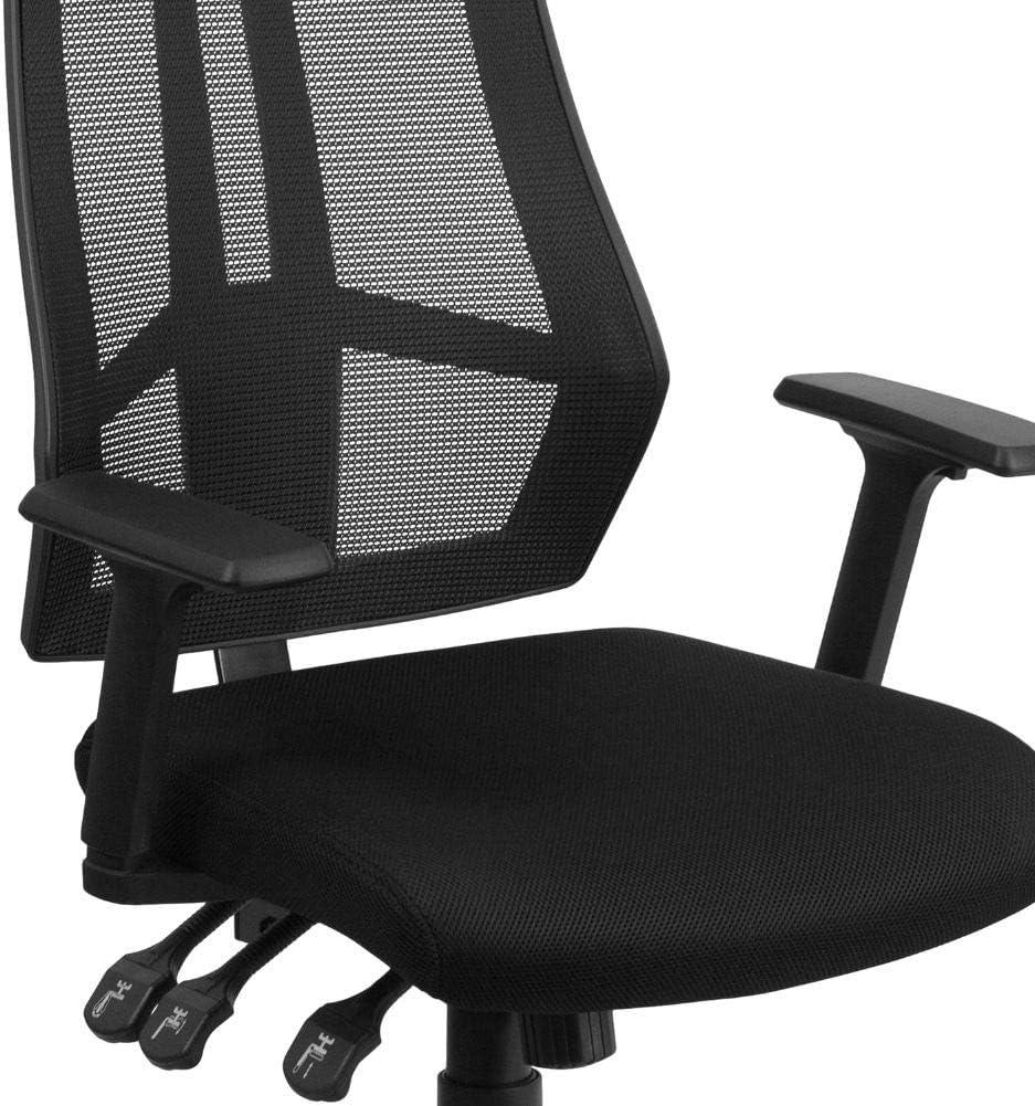 Flash Furniture High Back Black Mesh Multifunction Swivel Ergonomic Task Office Chair with Adjustable Arms