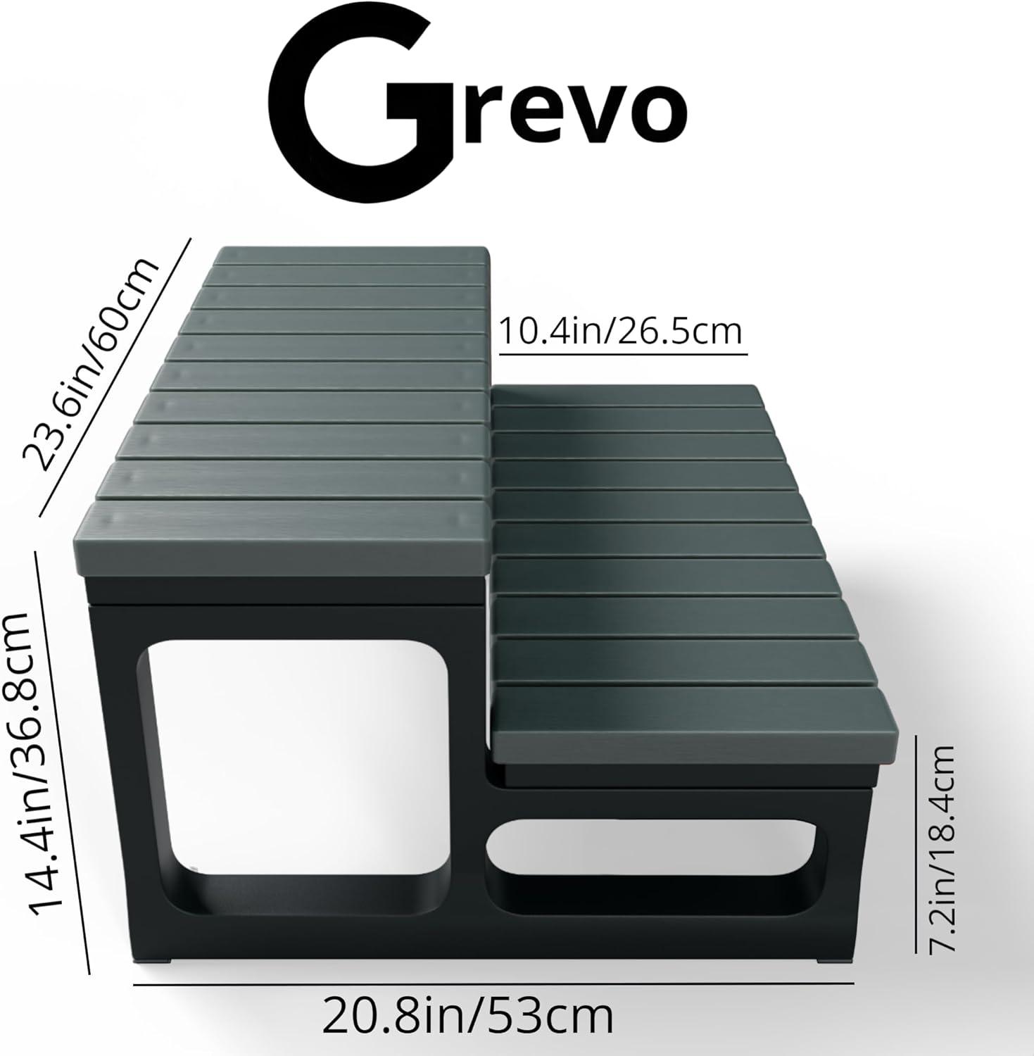 Hot Tub Steps Grey/Spa Steps for Round or Straight Sided Spa, Non-Slip Steps for Outdoor/Indoor (Grey)