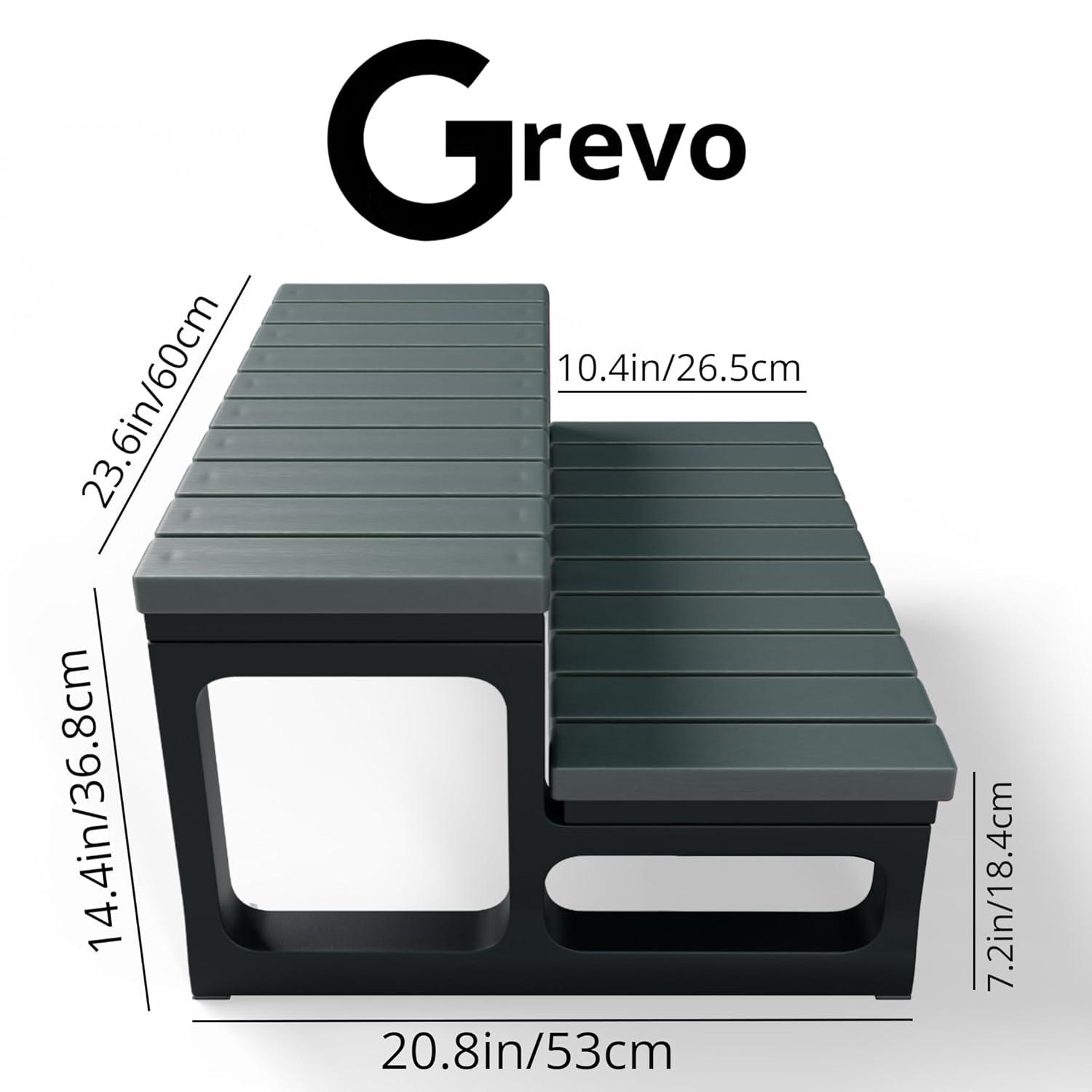 Hot Tub Steps Grey/Spa Steps for Round or Straight Sided Spa, Non-Slip Steps for Outdoor/Indoor (Grey)