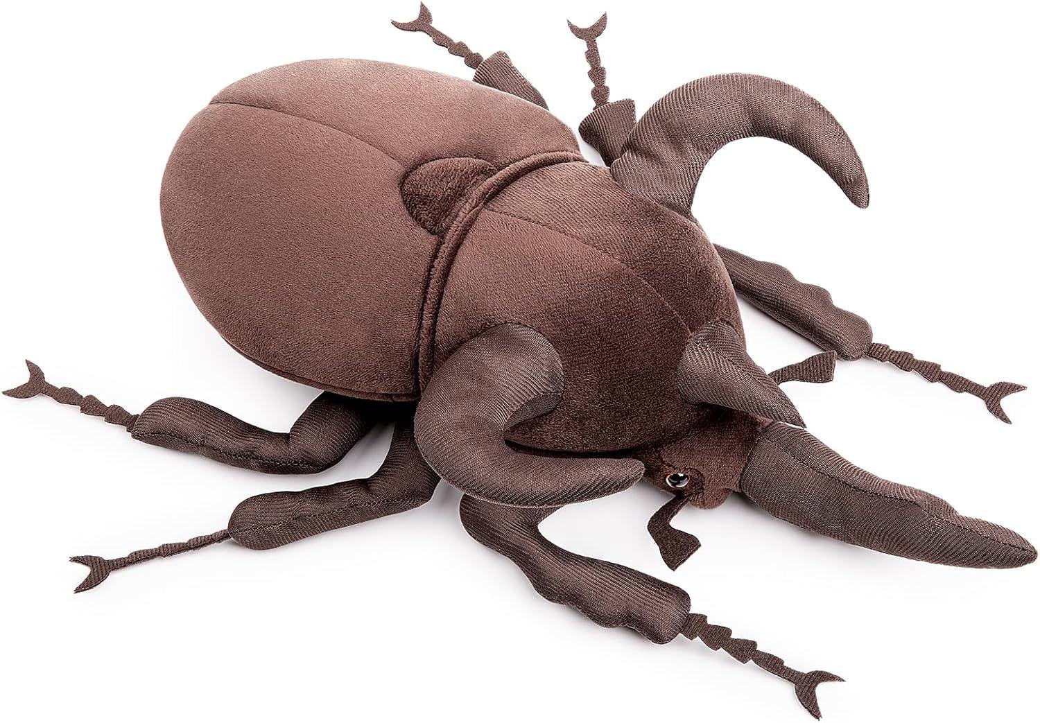 ZHONGXIN MADE Simulation Atlas Beetle Stuffed Plush Toy - 10" Realistic Chalcosoma Atlas Animal Insect, Soft Crustaceans Animals Model, Unique Beetle Toys Model Dolls Gifts for Kids