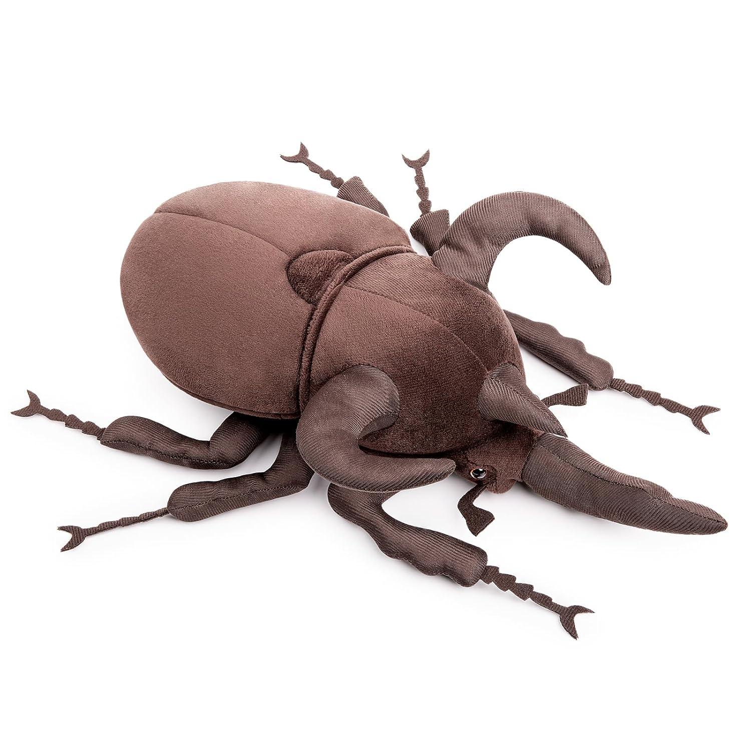 ZHONGXIN MADE Simulation Atlas Beetle Stuffed Plush Toy - 10" Realistic Chalcosoma Atlas Animal Insect, Soft Crustaceans Animals Model, Unique Beetle Toys Model Dolls Gifts for Kids