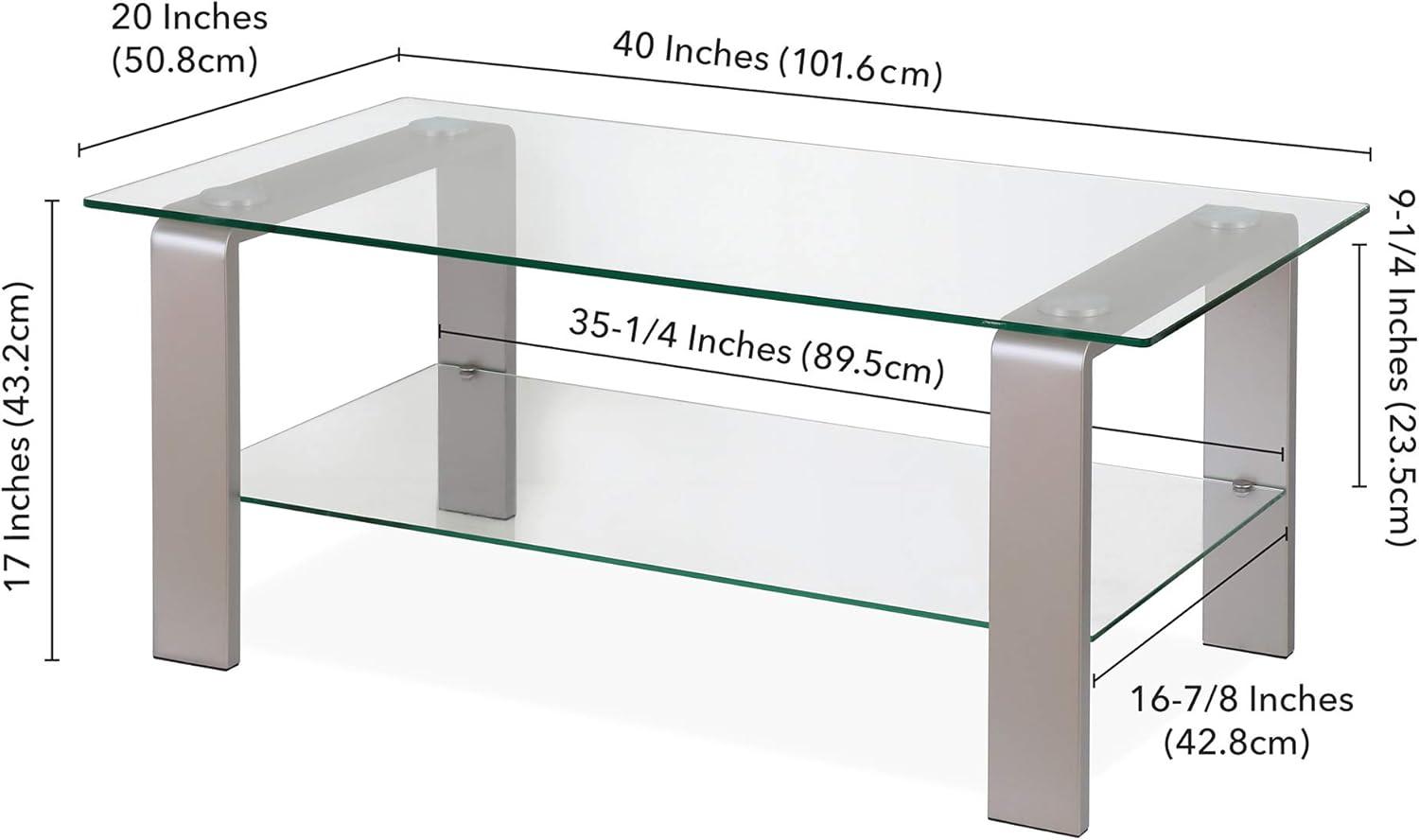 Evelyn&Zoe Asta 40" Wide Rectangular Coffee Table, Nickel