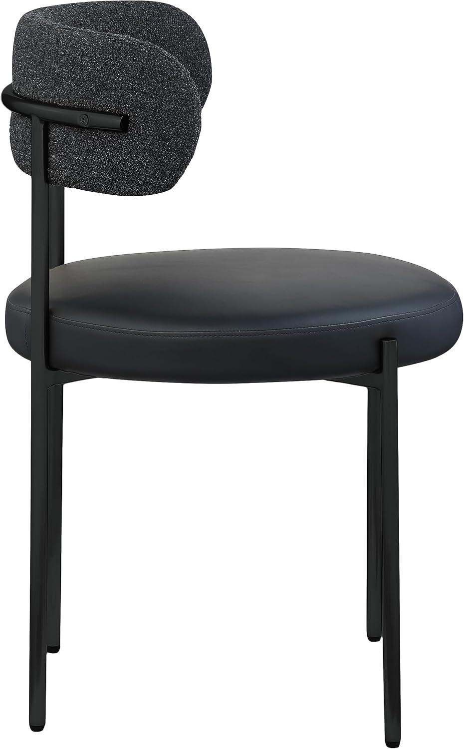 Meridian Furniture 887Black-C Beacon Collection Modern | Contemporary Upholstered Dining Chair, Rich Black Boucle Fabric, Brushed Brass Finish Iron Frame, 22" W x 21" D x 30" H, Black, Set of 2
