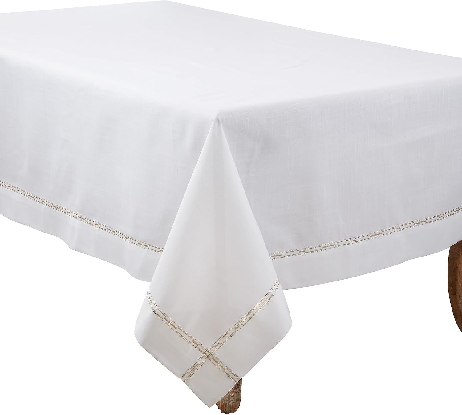 Saro Lifestyle Luxurious Tablecloth with Intricate Embroidery