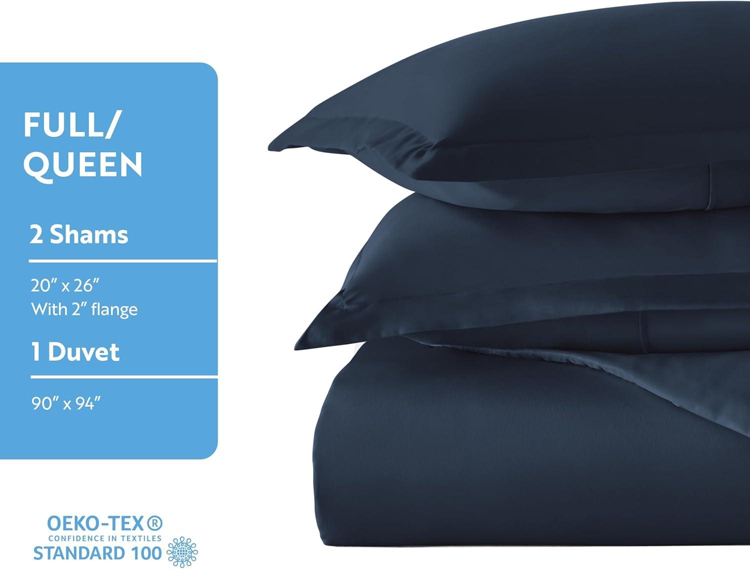 Performance Navy Queen 3-Piece Duvet Cover Set