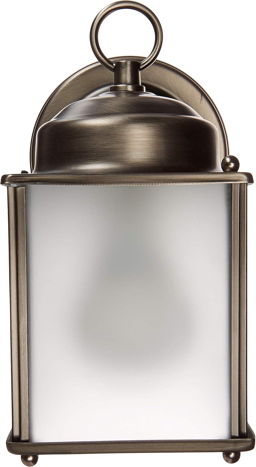 Antique Brushed Nickel Outdoor Wall Lantern with Satin Etched Glass