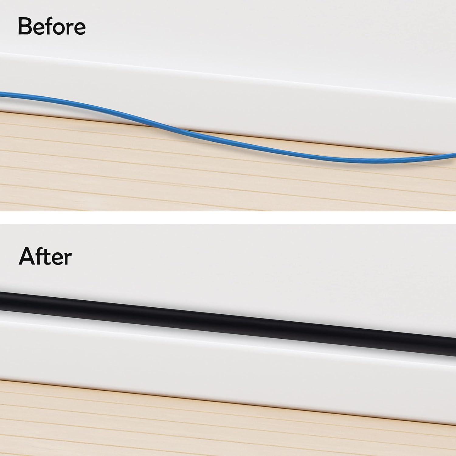 Rubber Bond TV Cord Hider Cable Protector - Strong Self Adhesive Wall Cord Cover Cable Hider - Low Profile Cable Management Wall Cord Concealer Cable Raceway - White - Thin Cord - 4 Feet