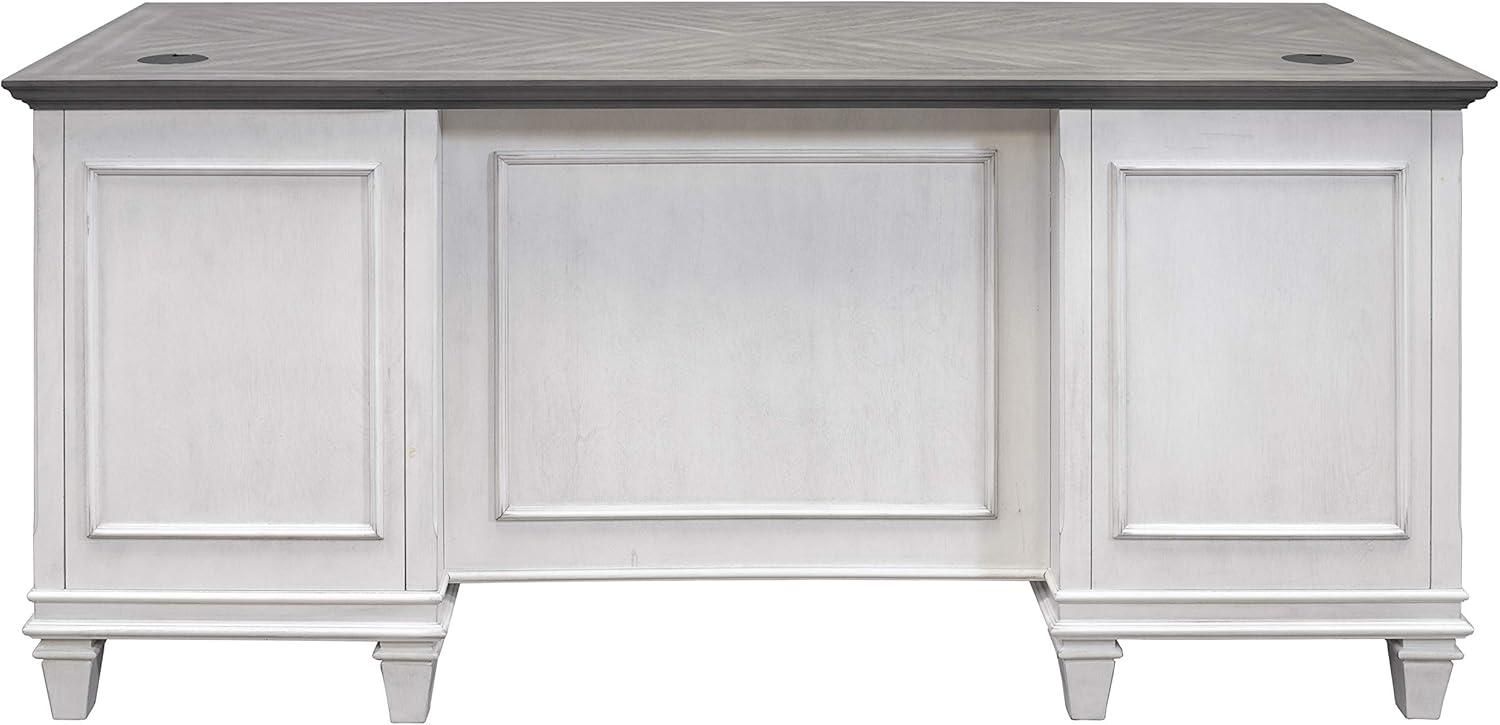 Hartford Executive Home Office Desk with Hutch, Black and Brown