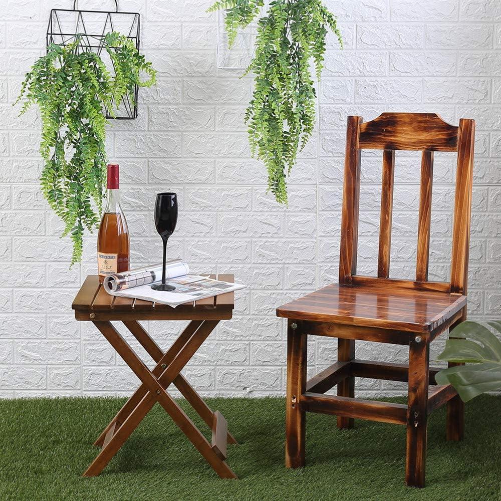 Brown Square Wooden Folding Outdoor End Table