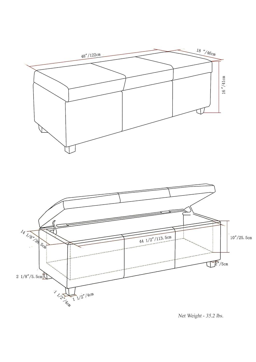 Simpli Home Avalon Storage Ottoman Bench,Assembled
