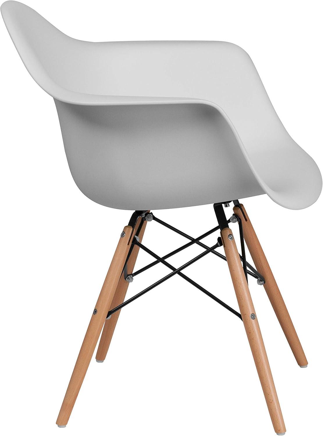 Flash Furniture Alonza Series Plastic Chair with Arms and Wooden Legs