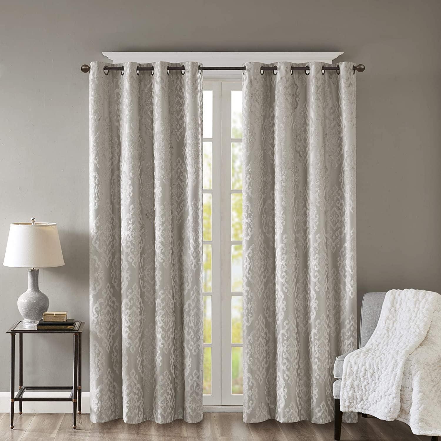 Gray Polyester Blackout Grommet Top Curtain Panel