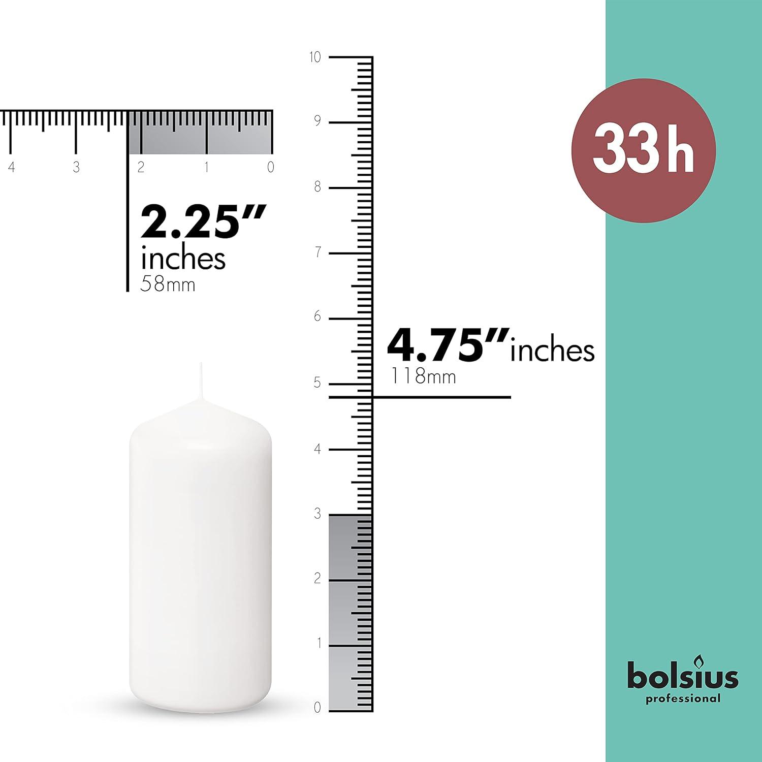 Bolsius White Pillar Candles 2.25x4.75" Unscented 12 Pack for Wedding, Home, Party Decor, Dinner | 33 Hours Long Burning Smokeless and Dripless Candles