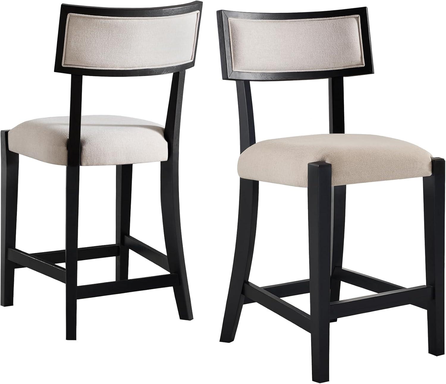 Avery Cream Upholstered Wood-Back Counter Stool Set