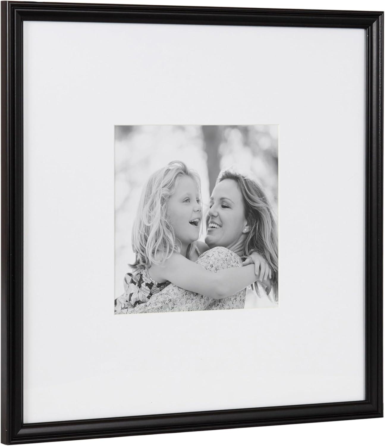 Kate and Laurel Adlynn Square Picture Frame Set of 3, 16 x 16 matted to 8 x 8, Black, Modern Three-Piece Frame Set for Gallery Wall Frame Set in Living Room Wall Decor