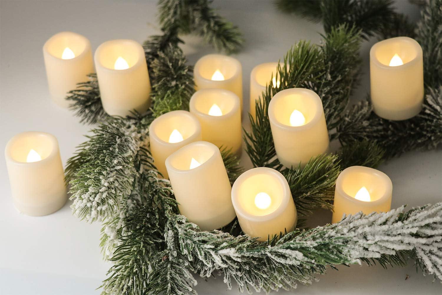 White Plastic Flameless LED Votive Candles with Timer