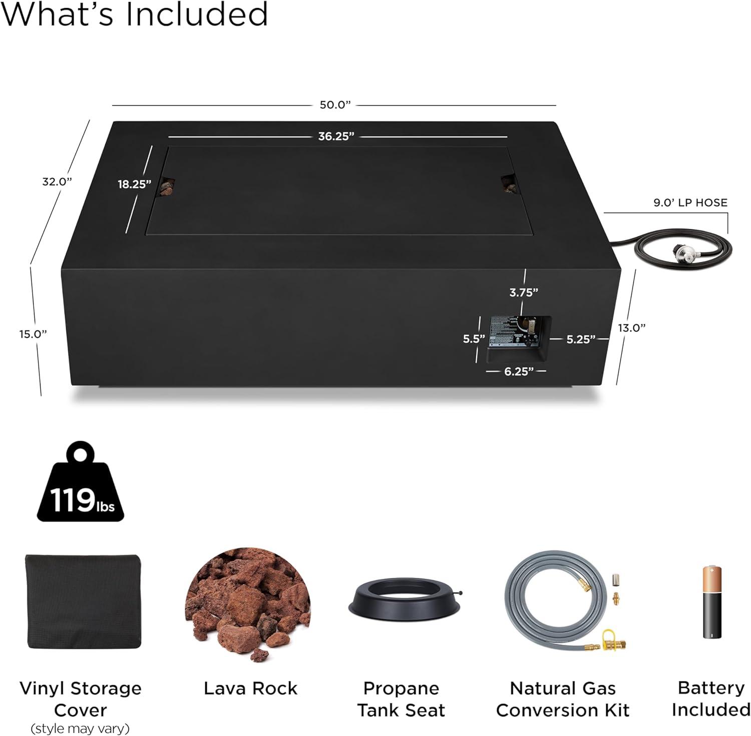 AEGEAN Propane / Natural Gas Outdoor Fire Pit Table