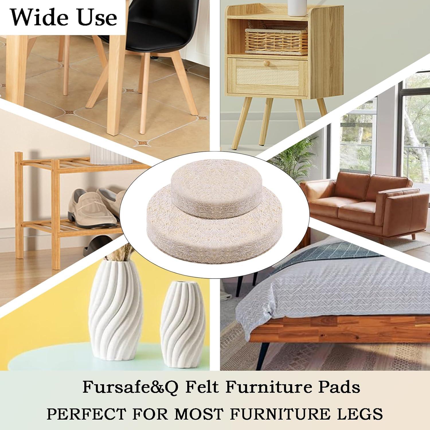 Fursafe&Q Felt Furniture Pads, Furniture Felt Pads for Hardwood Floors -Self Adhesive Chair Leg Floor Protectors, Protect from Nicks, Dents and Scratches, Chair Feet Protectors 136 Pcs Chair Feet