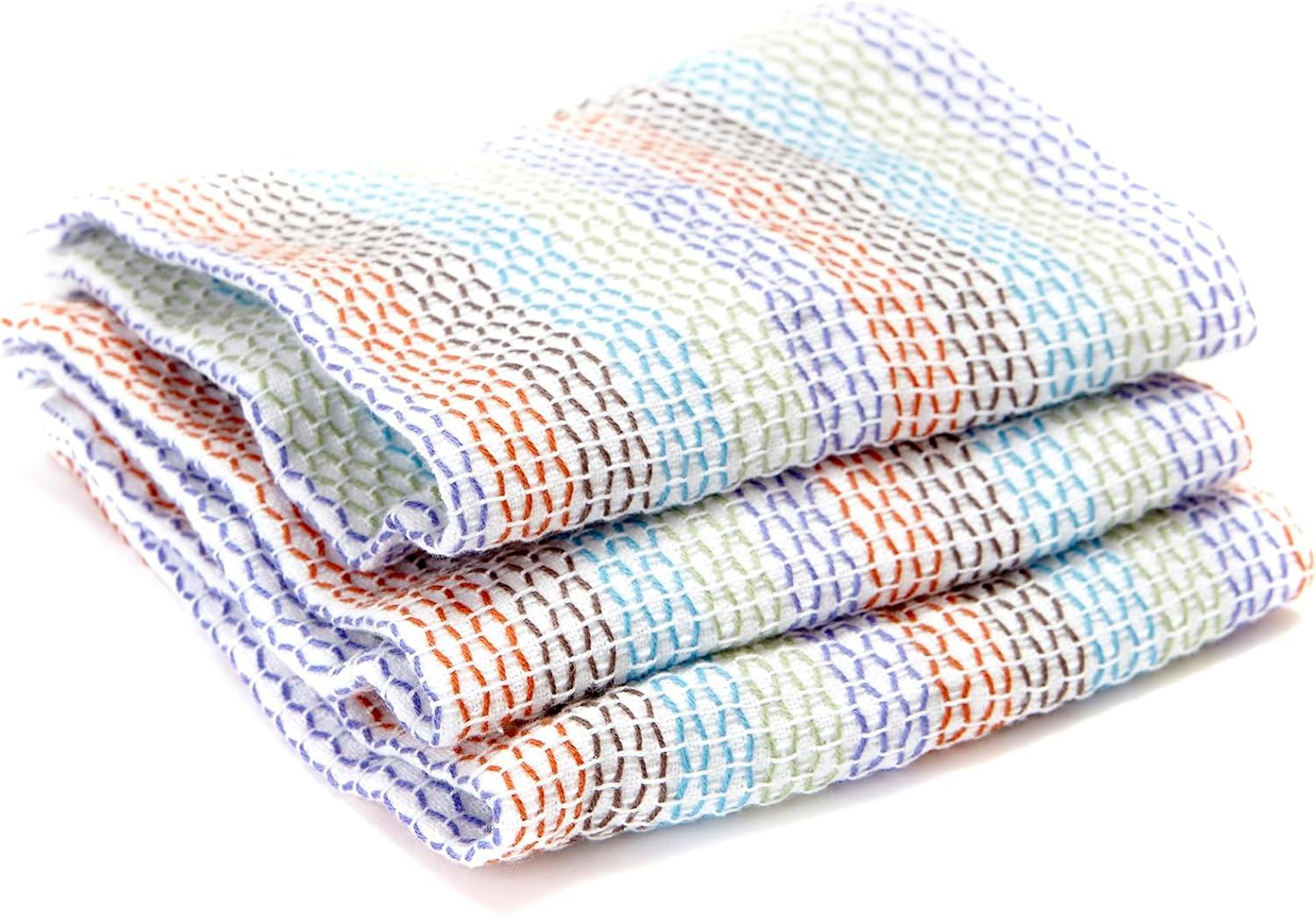 Full Circle Tidy Organic Cotton Kitchen Scrubbing Dish Cloths - 12" x 12" - Set of 3 - Multicolor
