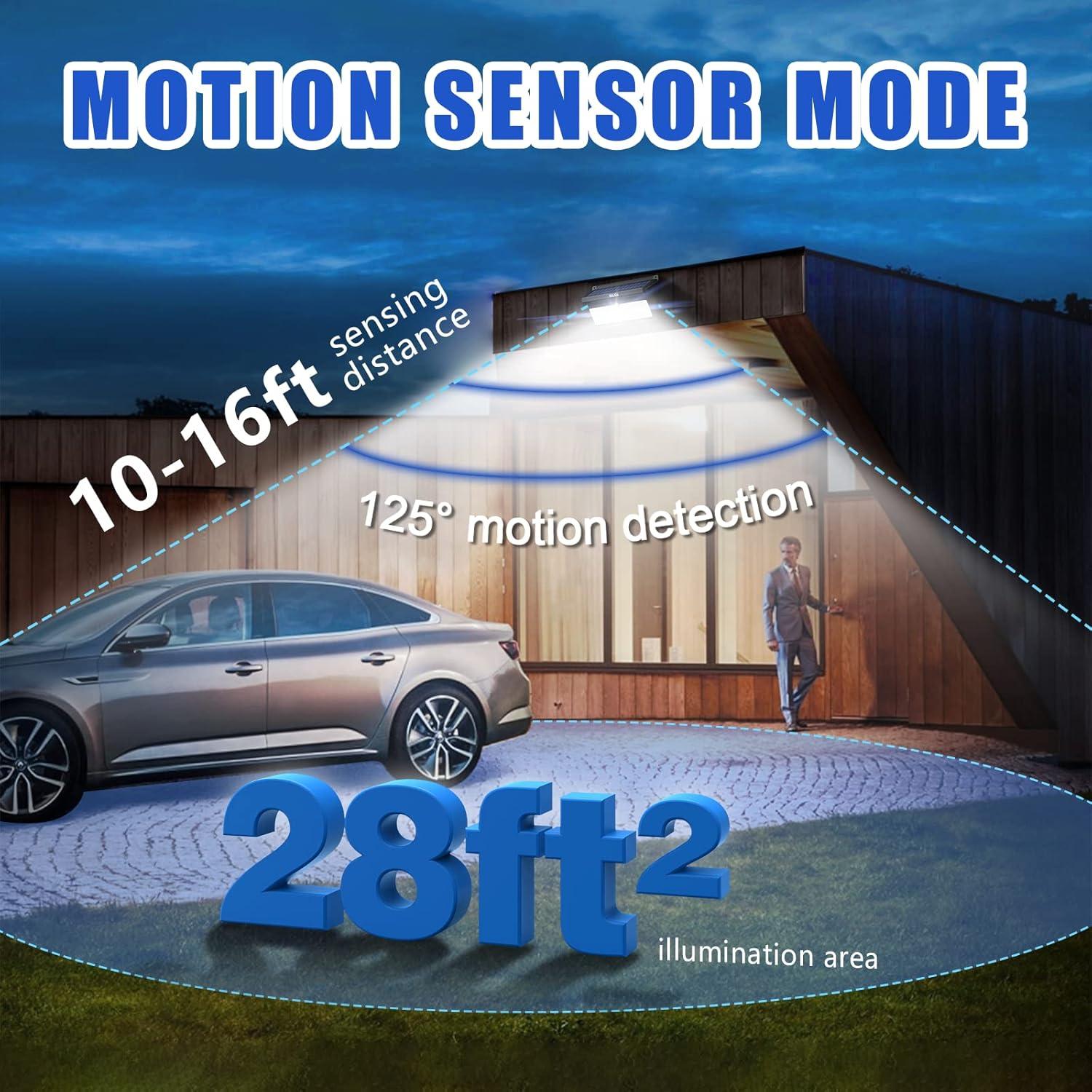 BAXIA TECHNOLOGY Solar Lights Outdoor, Wireless 100 LED Solar Motion Sensor Lights Waterproof Security Wall Lighting Outside for Front Door, Backyard, Steps, Garage, Garden (2000LM, 4PACK)