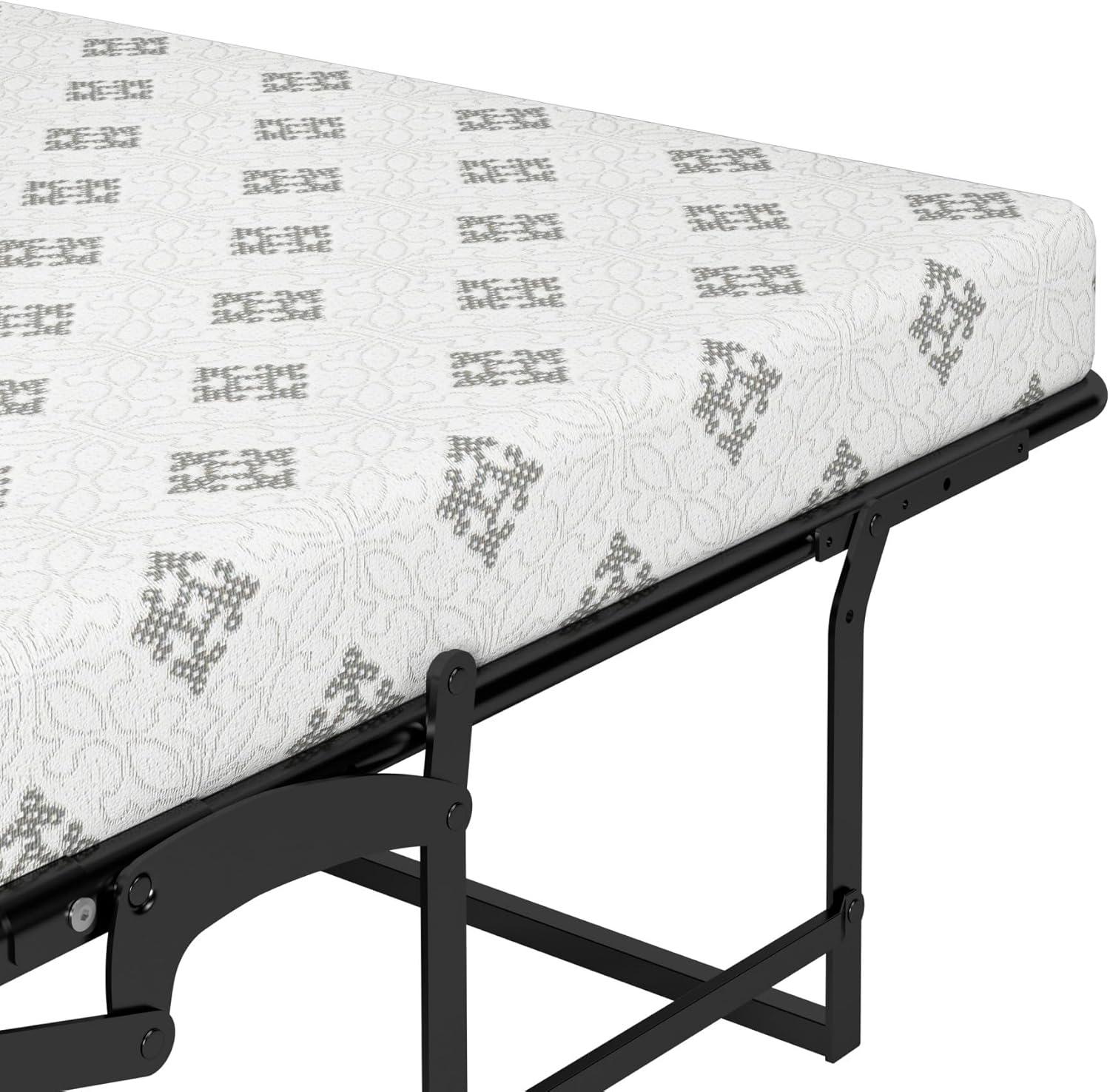 Bestar Nebula 69W Full Size Murphy Cabinet Bed with Mattress in White, 69-inch Space-Saving Sleeping Arrangement for Multipurpose Guest Room or Home Office
