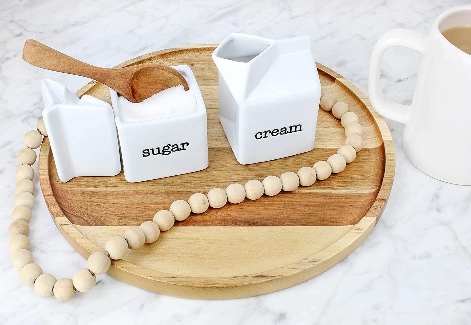Darware Milk Carton Sugar and Creamer Set; Milk Carton Shaped White Ceramic Cream Jug and Sugar Bowl