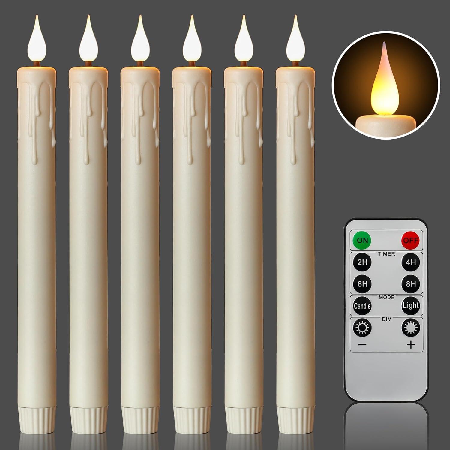 6PCS LED Taper Candle Light, Flashing Electric Fake Candle with Remote Control, Battery Powered Candle Light