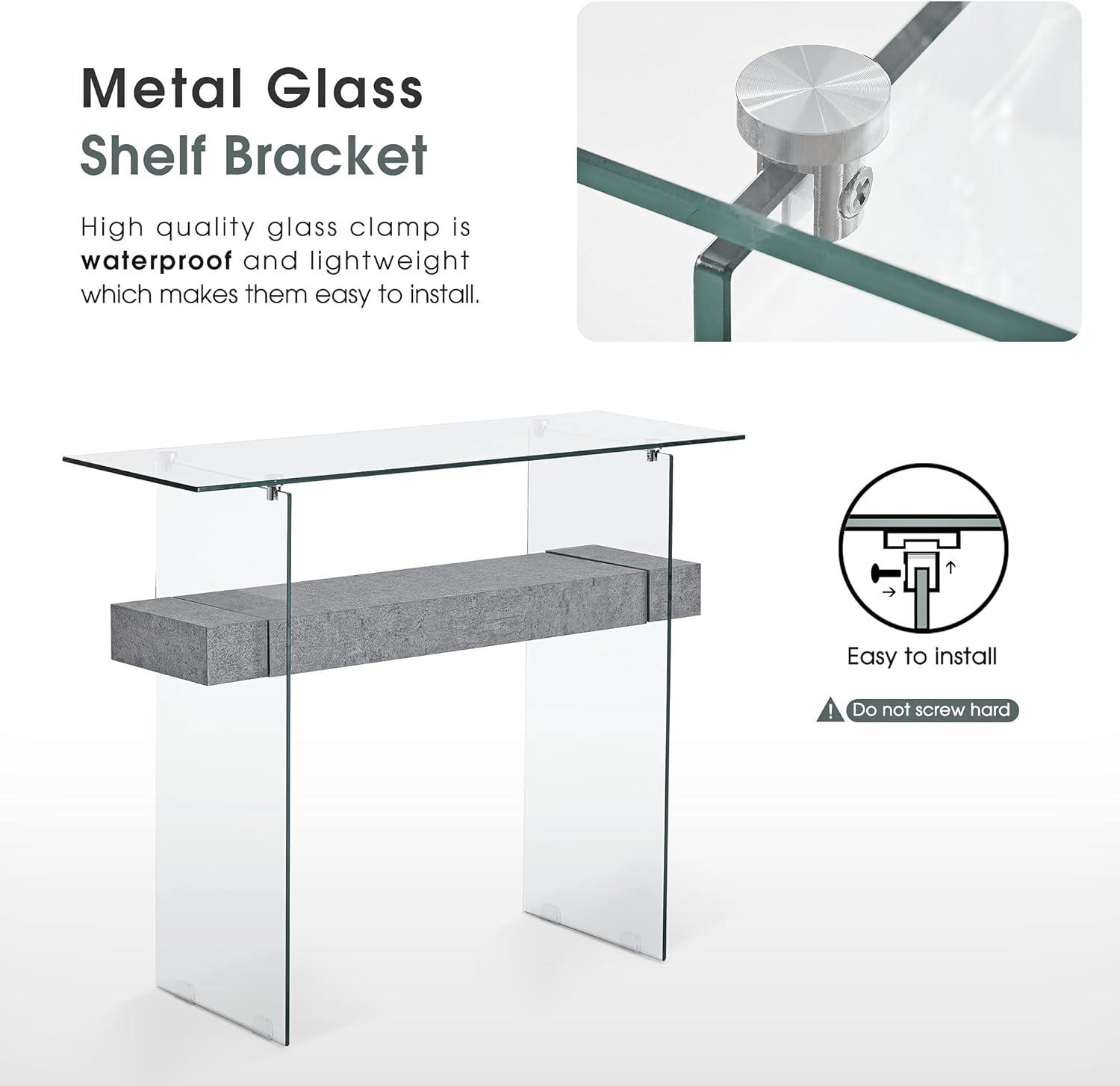 Sleek Dark Brown Glass-Top Console Table with Storage, 39.4"