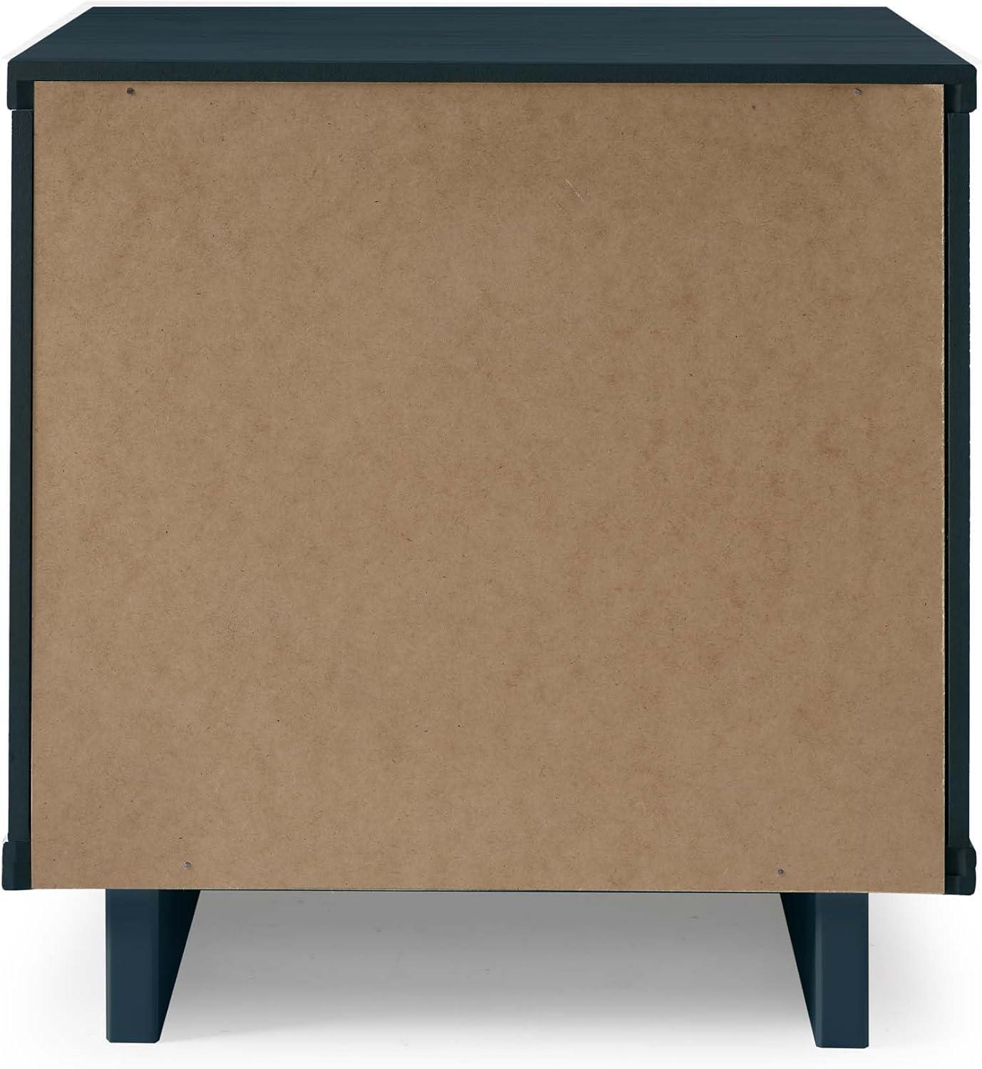 Manhattan Comfort Set of 2 Granville Nightstands with Drawer Midnight Blue: UV Finish, Soft Close, Metal Handles
