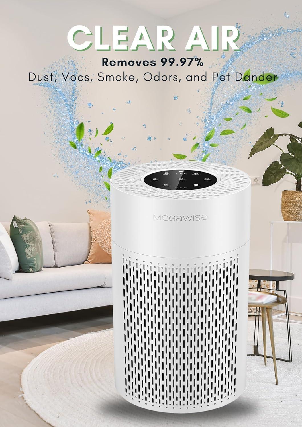 Compact White HEPA Air Purifier with Odor Absorbing Filter