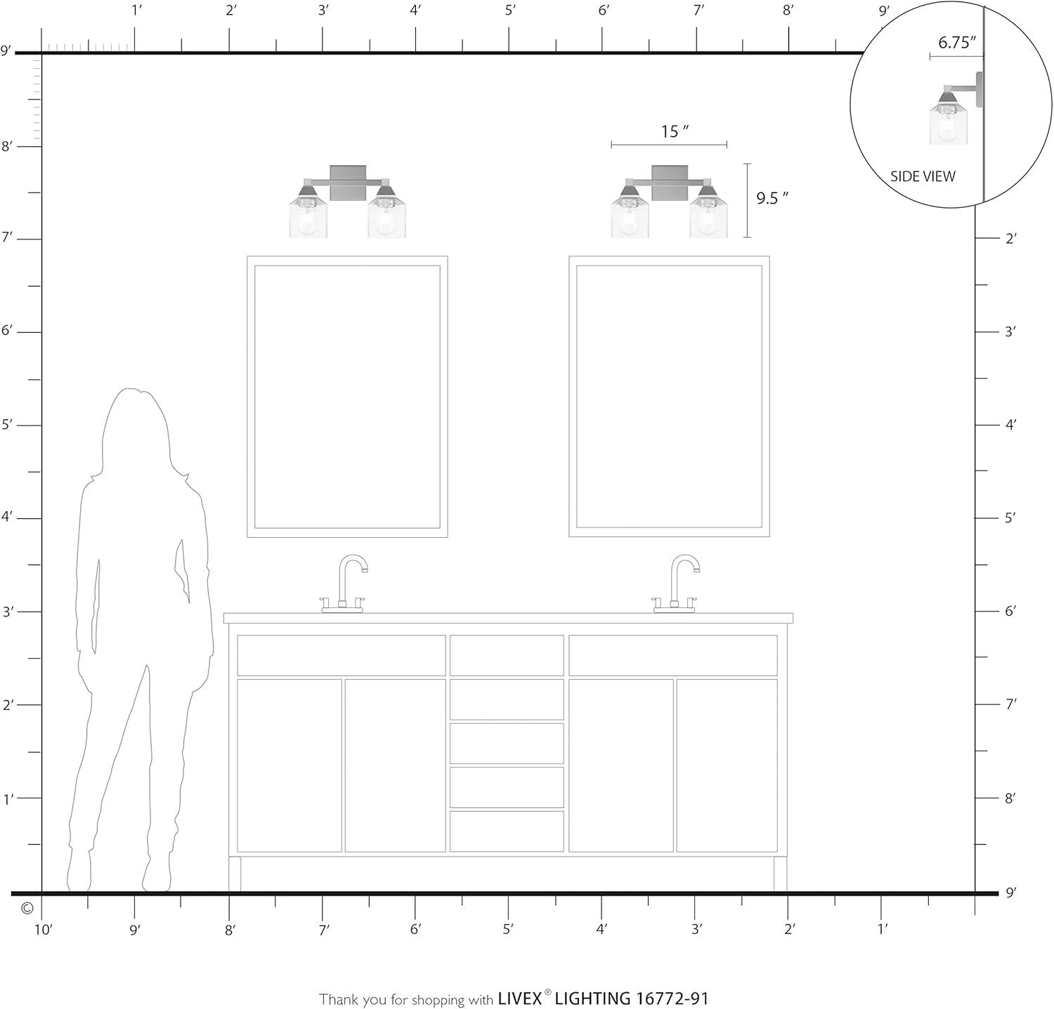 Livex Lighting Aragon 2 - Light Vanity in  Brushed Nickel