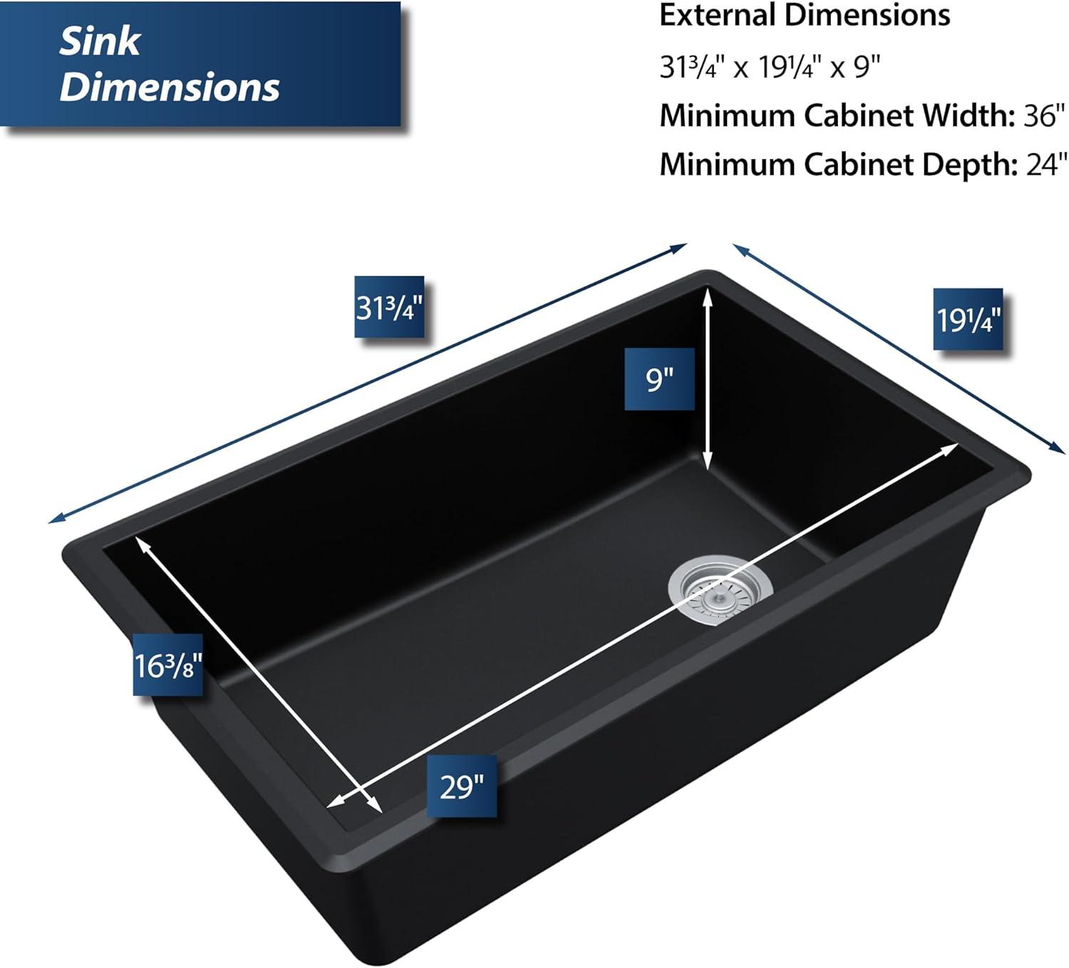 Karran Undermount Quartz Composite 31-3/4'' X 19-1/4'' Single Bowl Kitchen Sink
