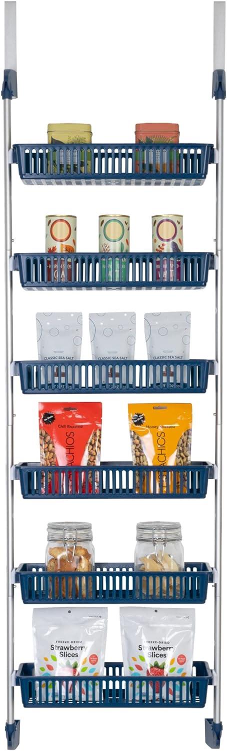 Smart Design 6-Tier Over the Door Pantry Organizer Blue