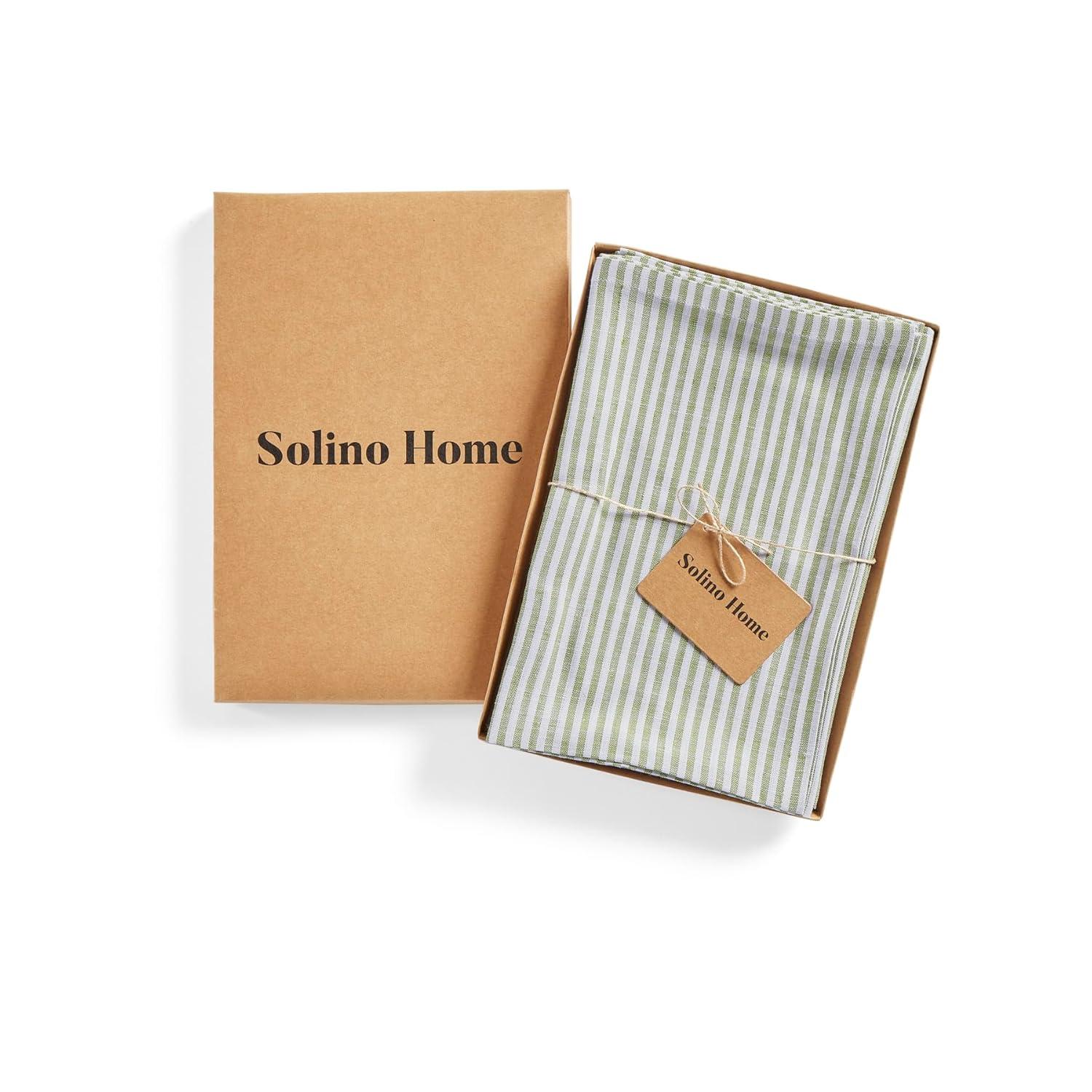 Solino Home Narrow Stripe - 100% Pure Linen Dinner Napkins (Set of 4)