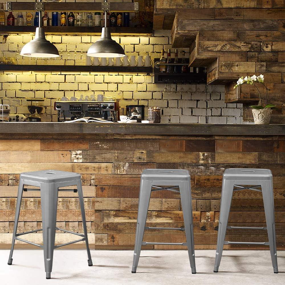 Williston Forge Kohki 24" Counter Stool Metal Bar Stools Counter Height Barstools Backless Indoor/Outdoor Bar Stools Kitchen Counter Stools Chairs(Set of 4)