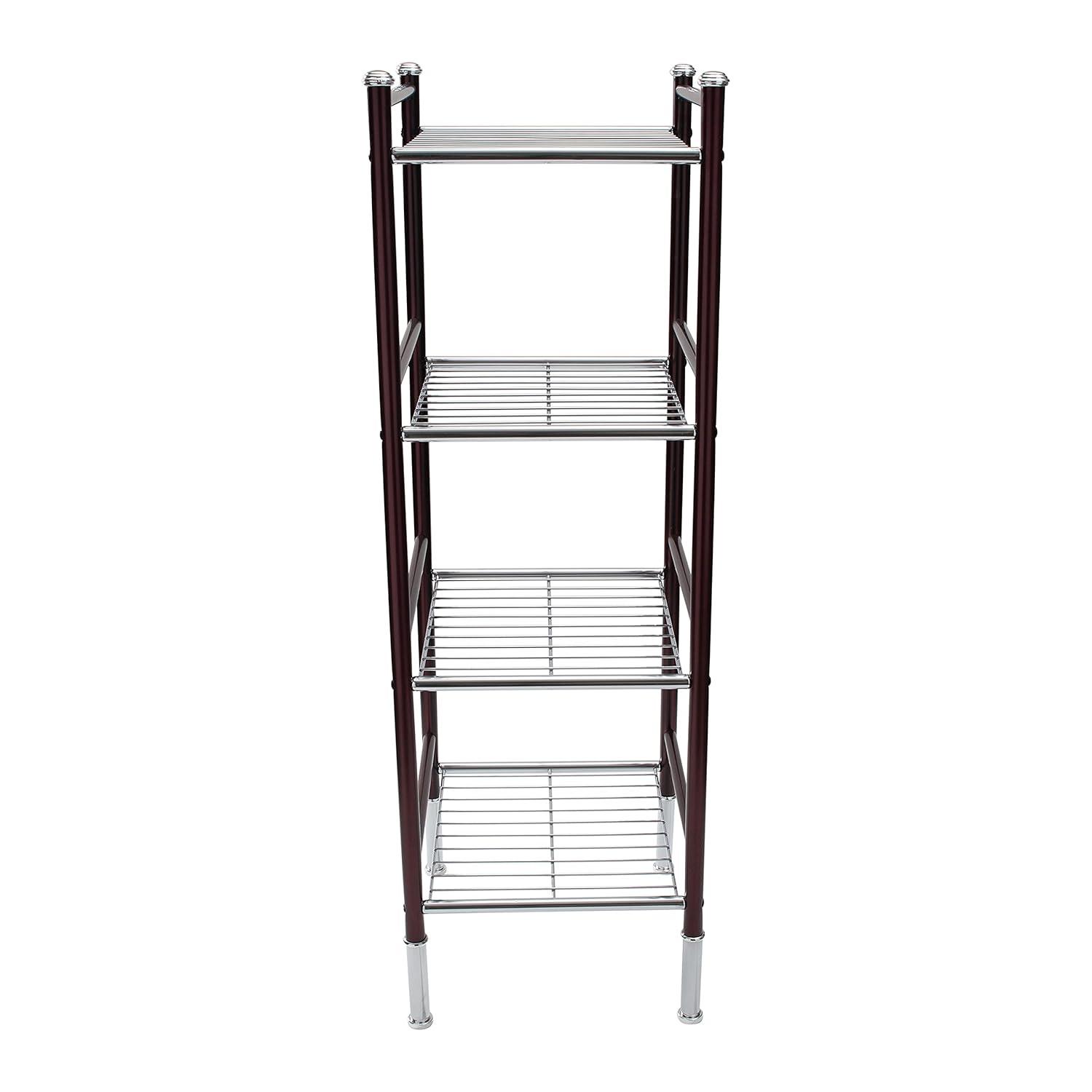 4 Tier Duplex Line Storage Tower Black - Organize It All: Metal Frame, Universal Shelving Unit, Easy to Assemble
