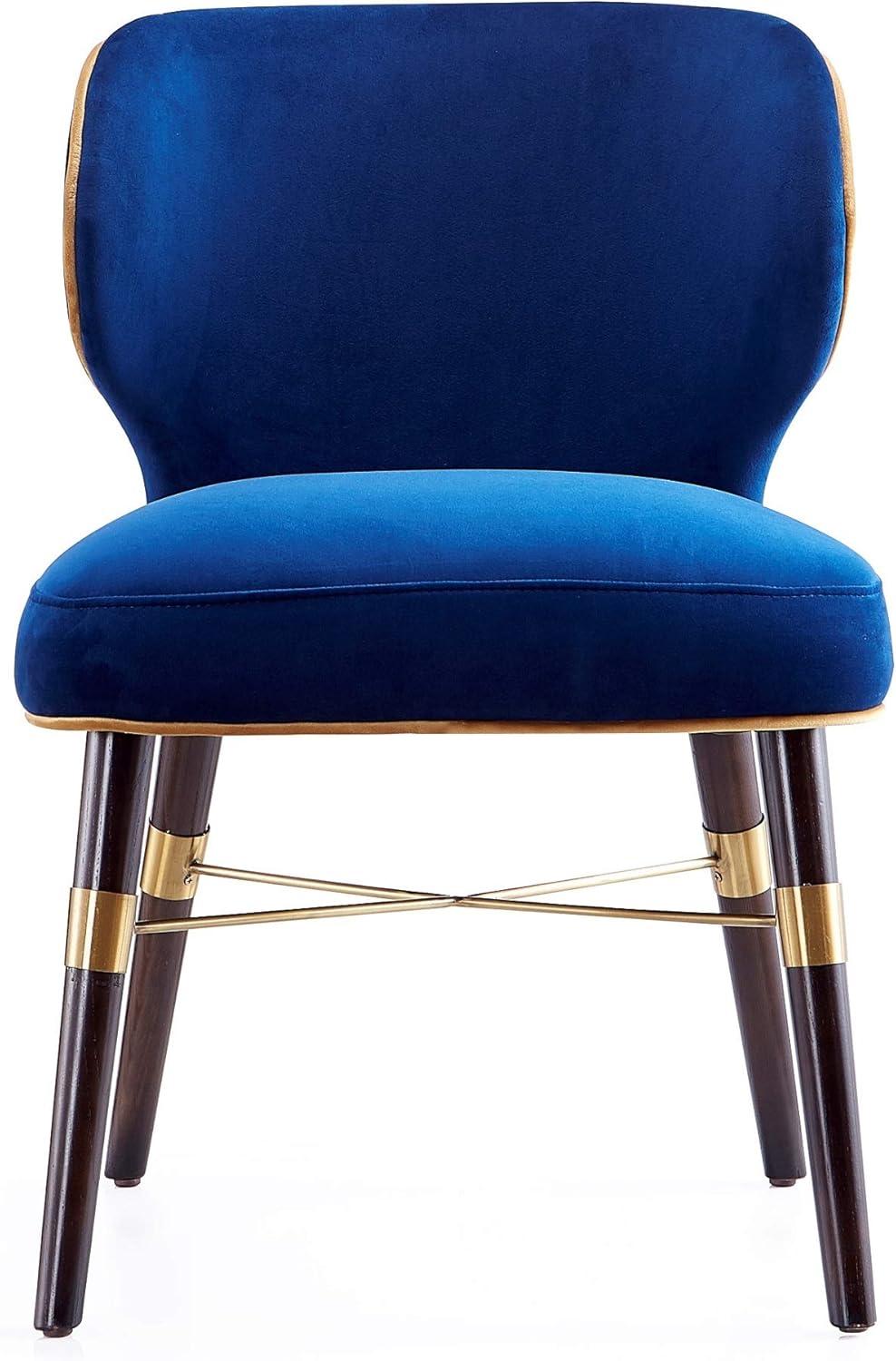 Modern Strine Dining Chair Upholstered in Velvet and Leatherette with Solid Wood Legs in Dark Taupe - Set of 2