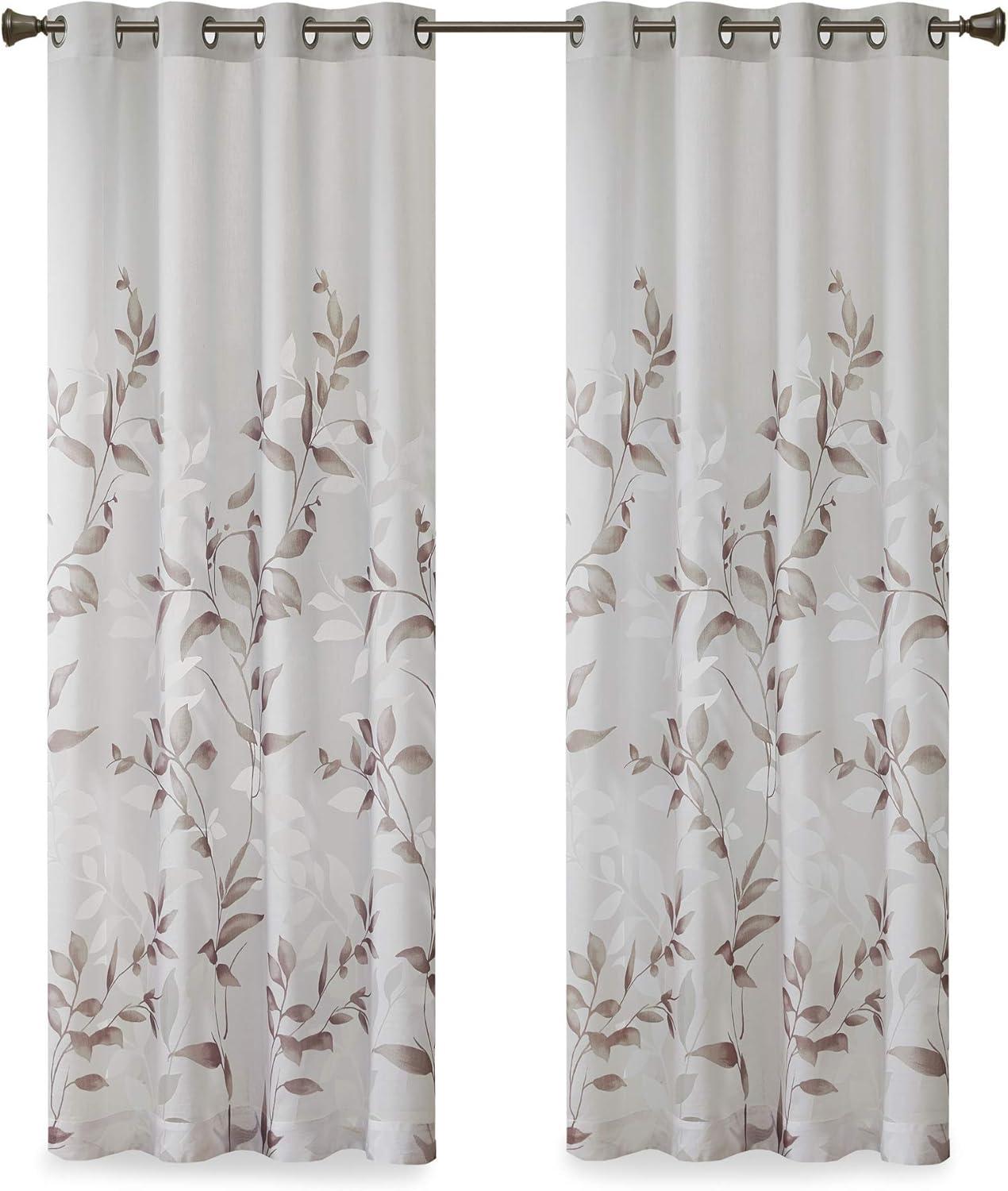 Cecily Floral Printed Burnout Sheer Grommet Single Curtain Panel